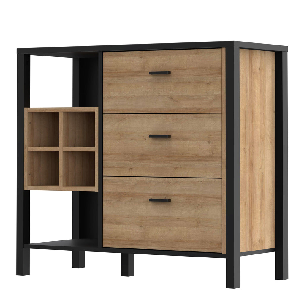 High Rock 3 Drawer Display Chest in Matt Black/Riviera Oak - image 3