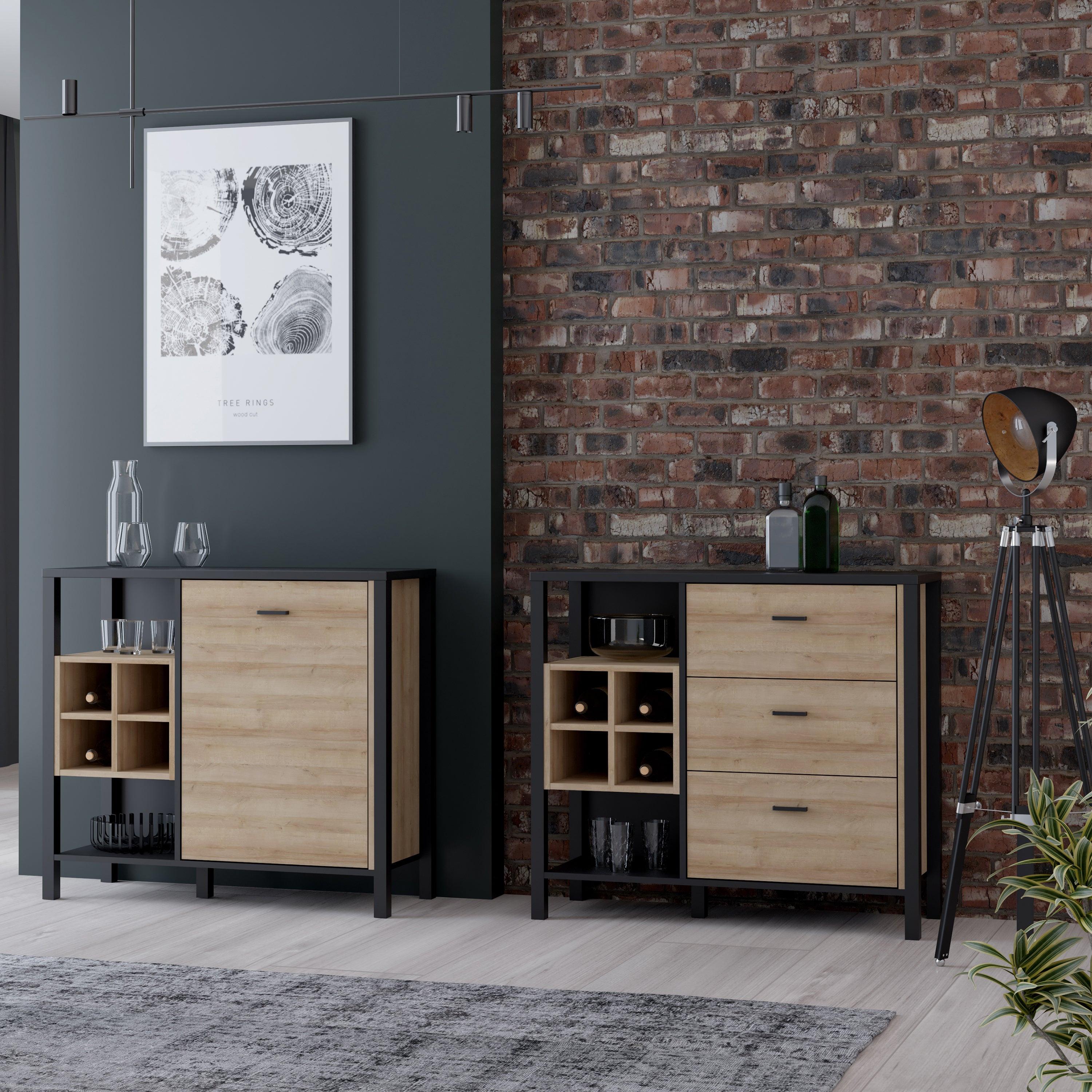 High Rock 3 Drawer Display Chest in Matt Black/Riviera Oak - image 5