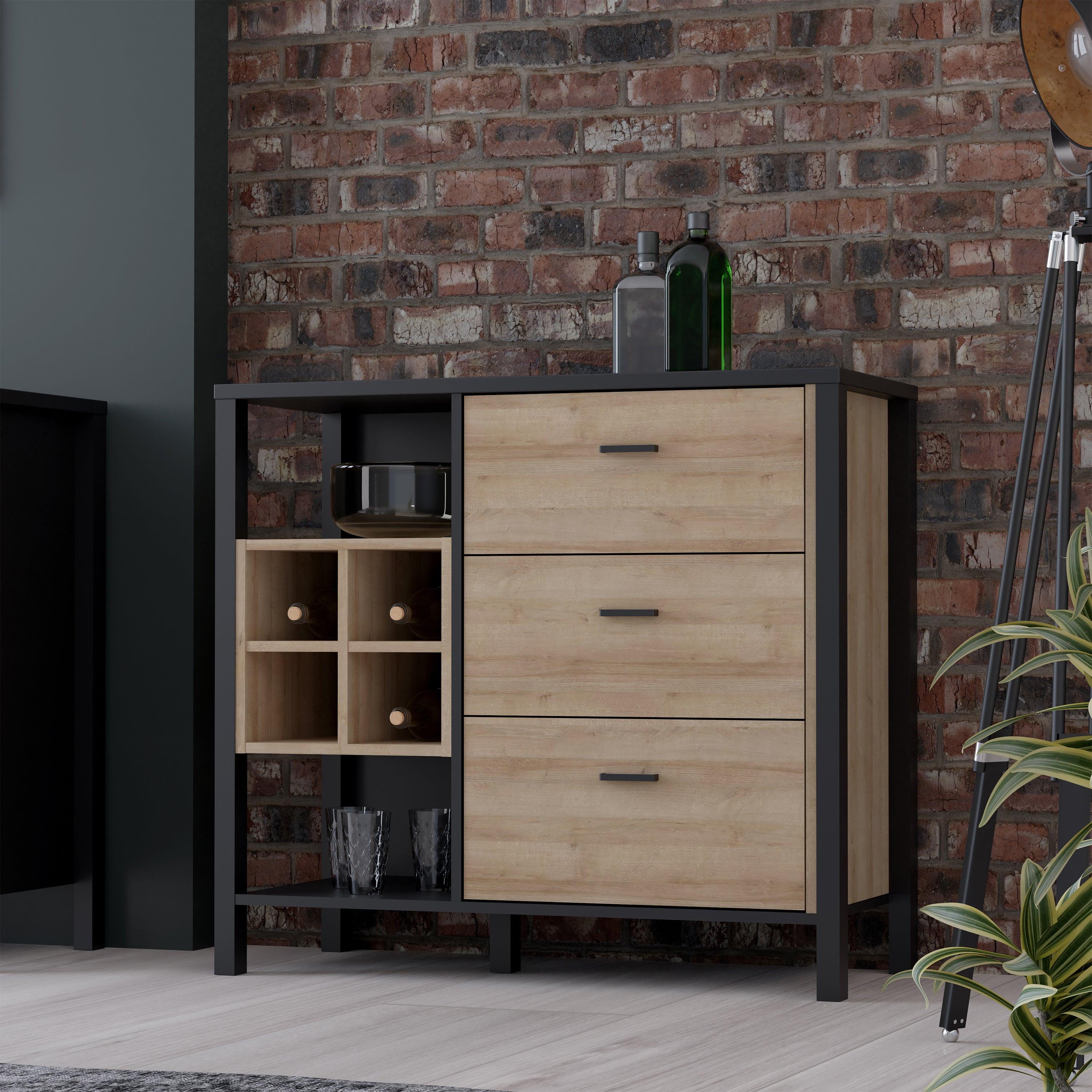 High Rock 3 Drawer Display Chest in Matt Black/Riviera Oak - image 6