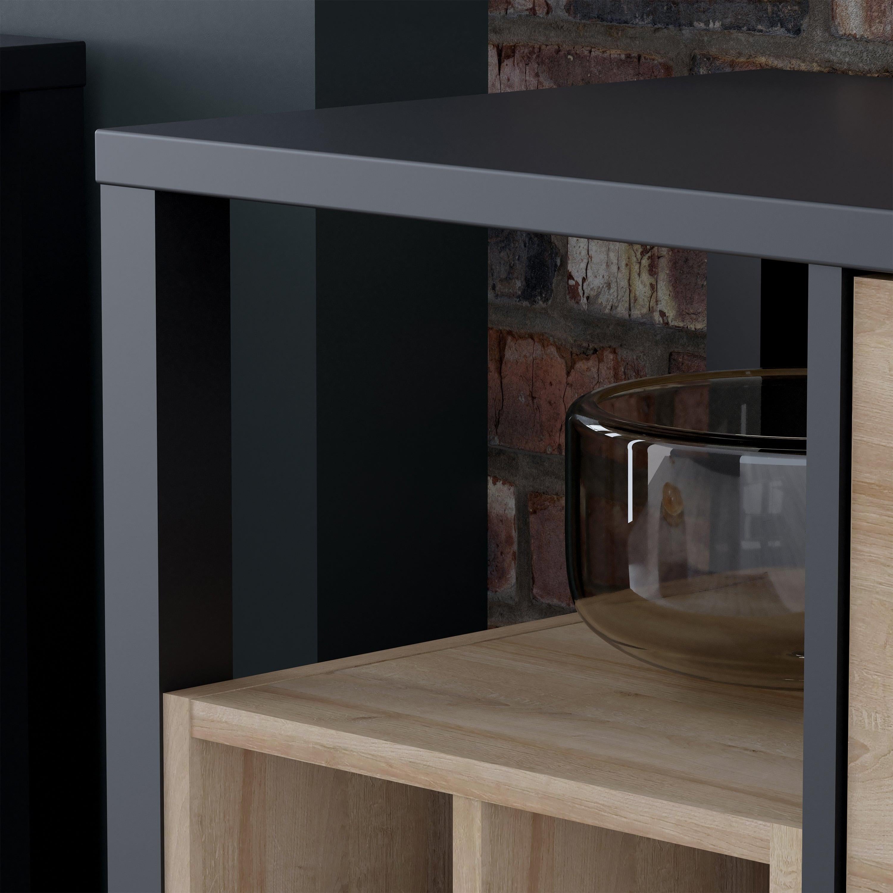 High Rock 3 Drawer Display Chest in Matt Black/Riviera Oak - image 7