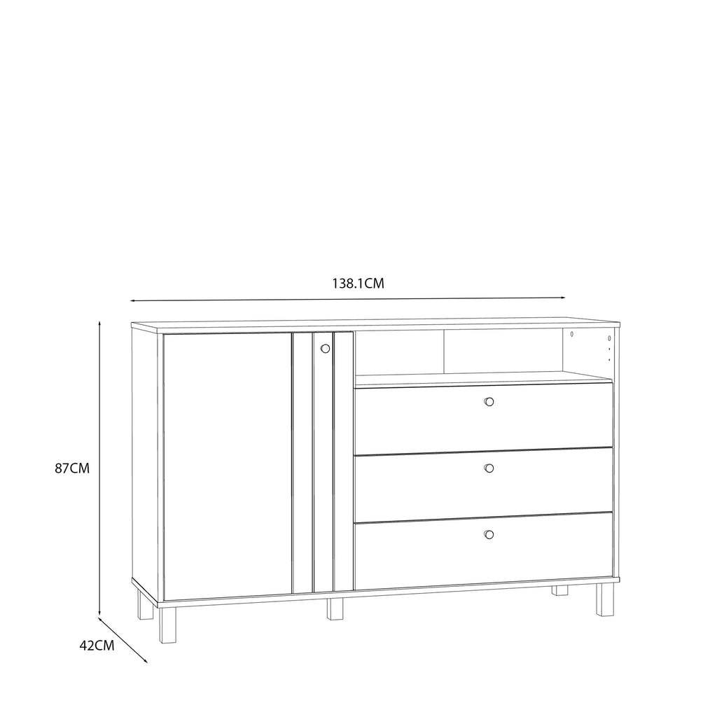 Grafton 1 Door 3 Drawer Chest in Cream and Oak - image 10