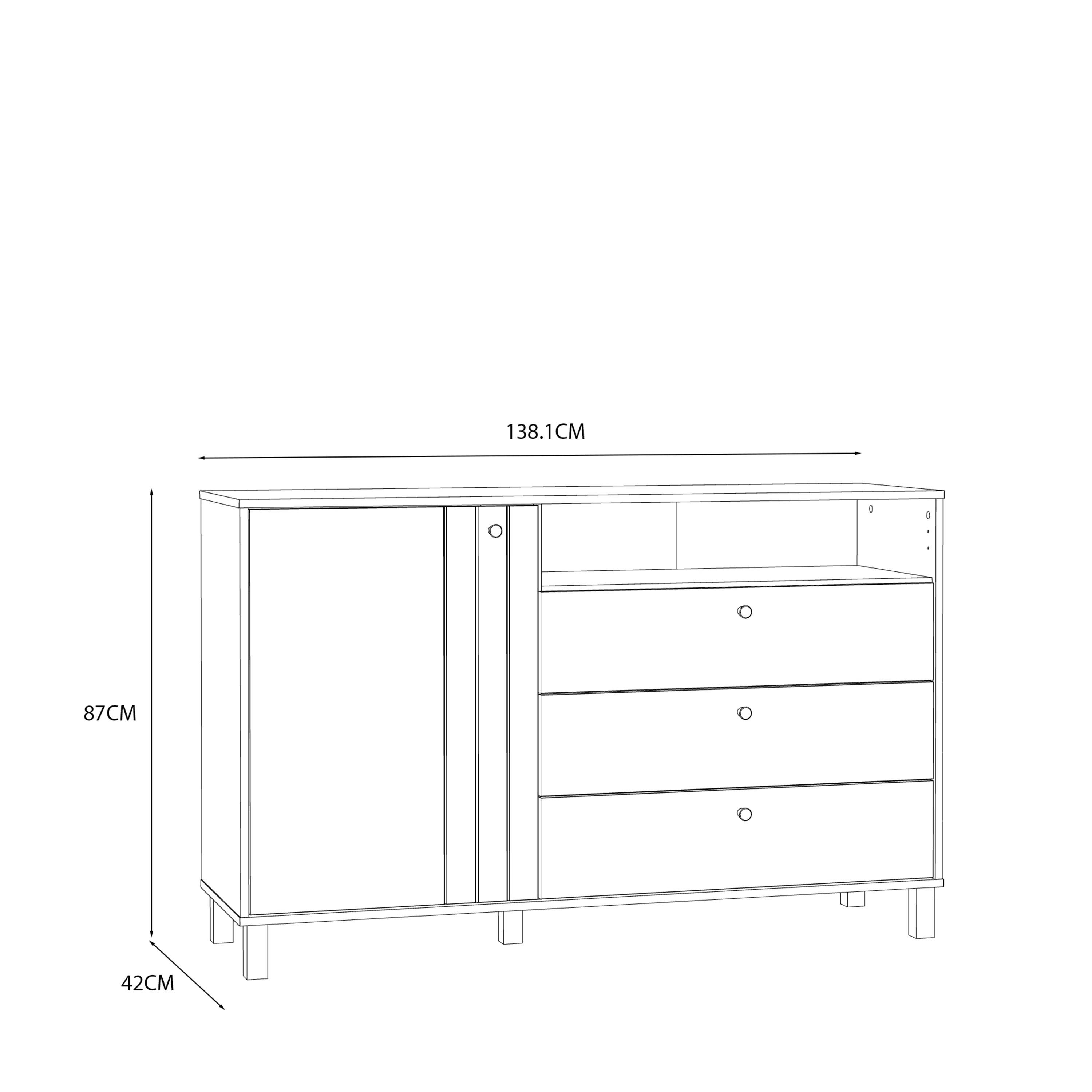 Grafton 1 Door 3 Drawer Chest in Cream and Oak - image 10