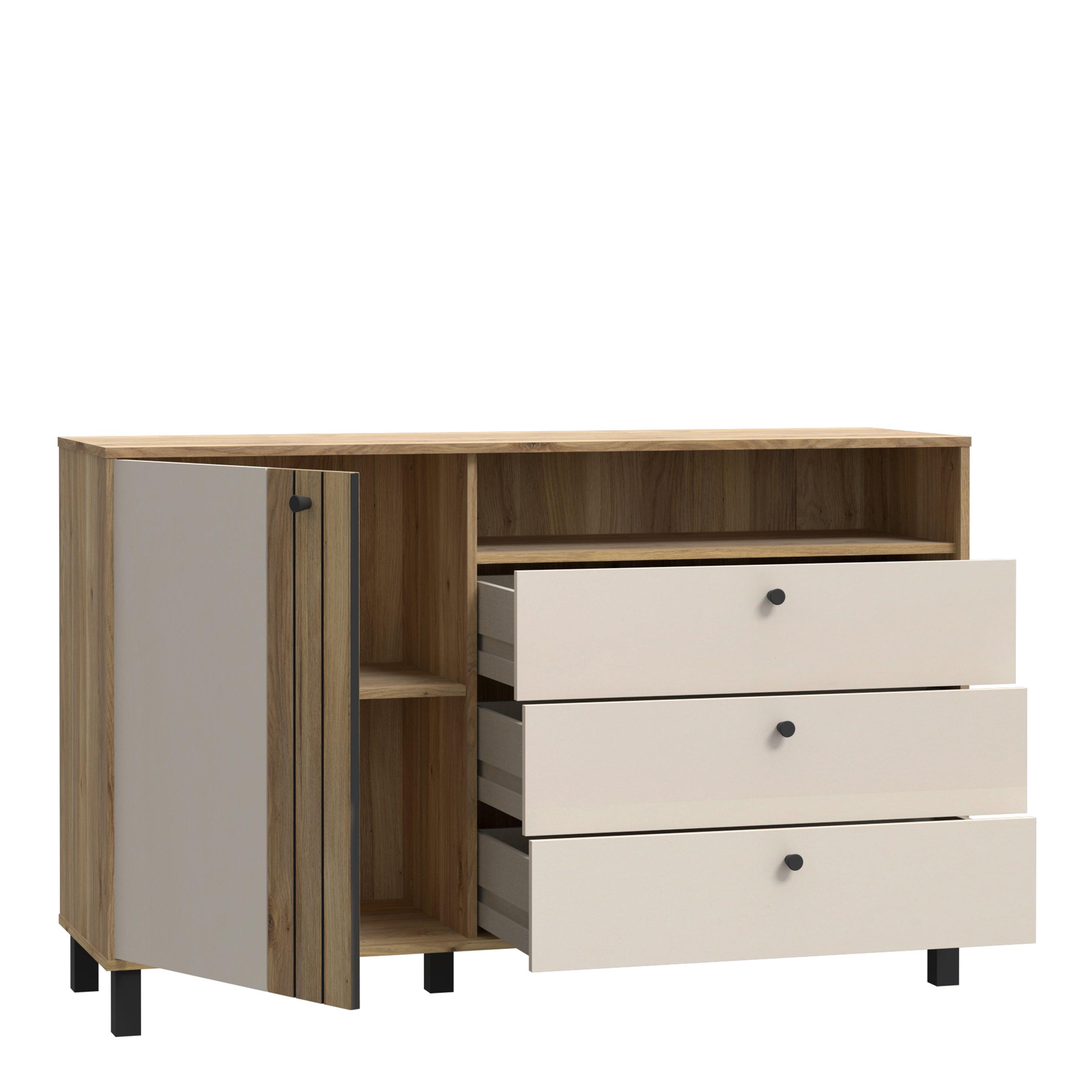 Grafton 1 Door 3 Drawer Chest in Cream and Oak - image 3