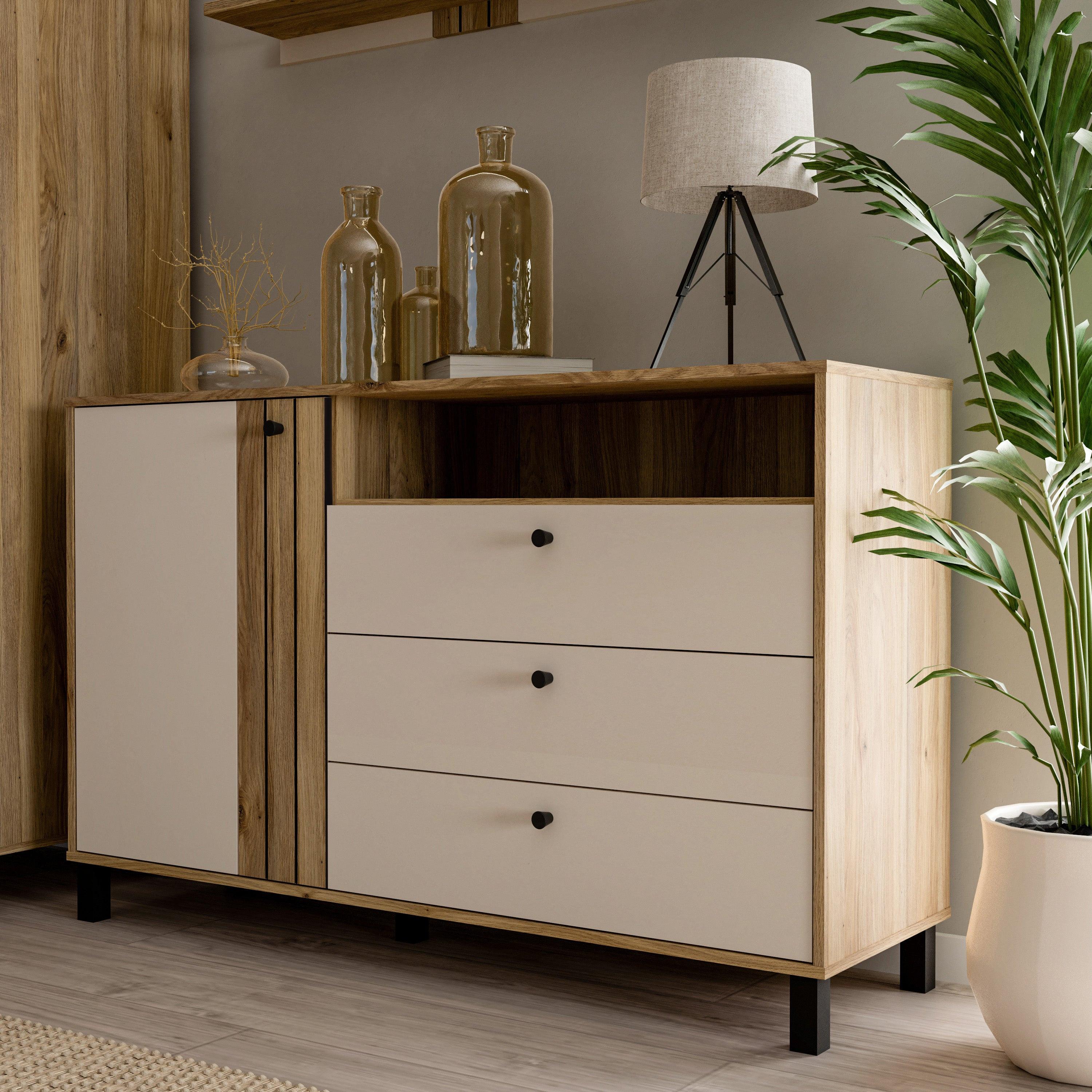 Grafton 1 Door 3 Drawer Chest in Cream and Oak - image 7