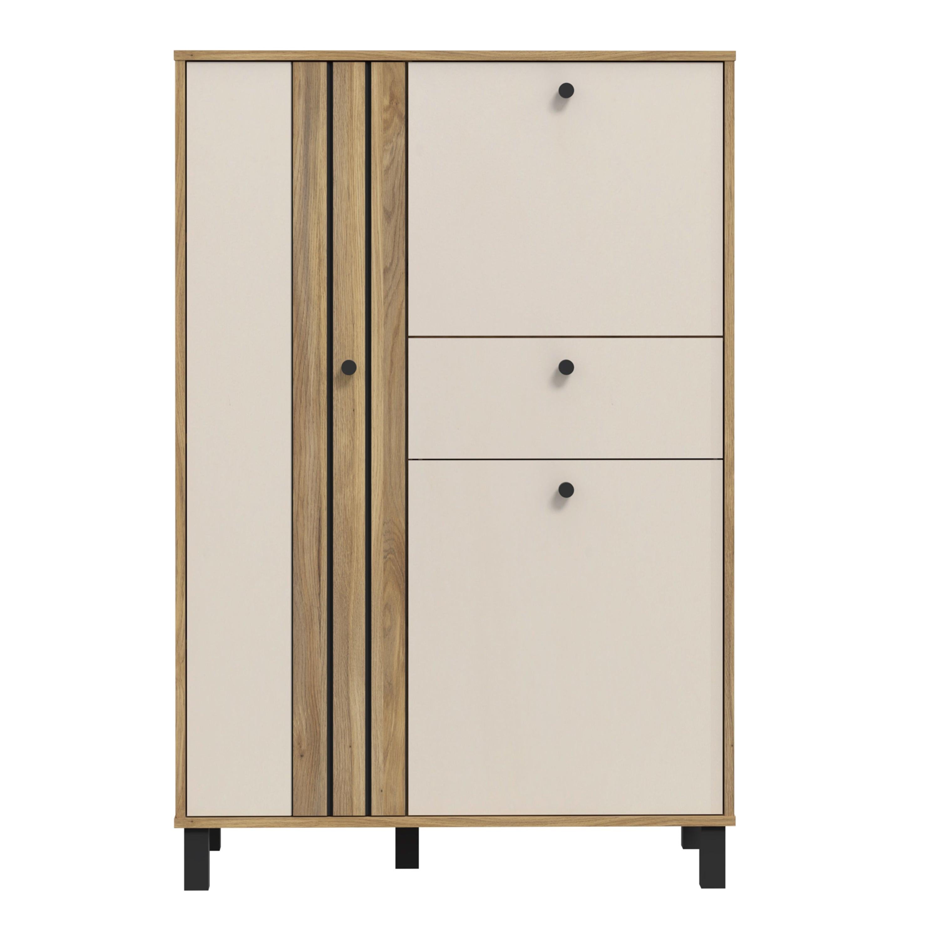 Grafton 3 Door 1 Drawer Cabinet in Cream and Oak - image 2