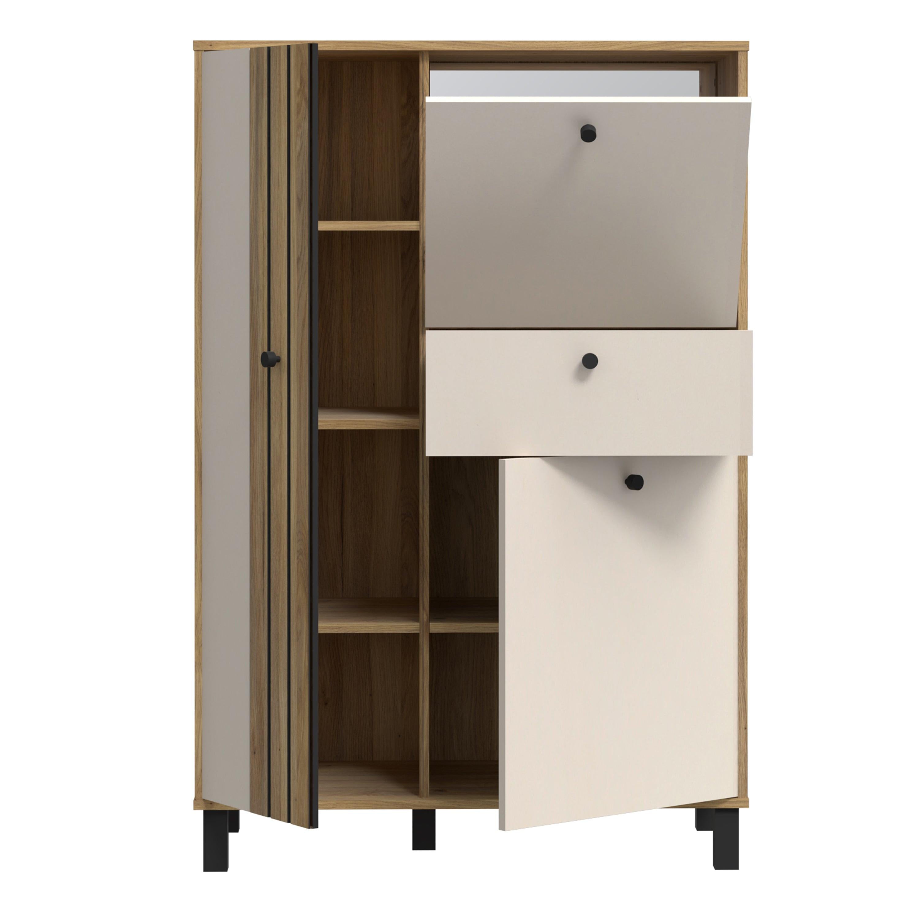Grafton 3 Door 1 Drawer Cabinet in Cream and Oak - image 3