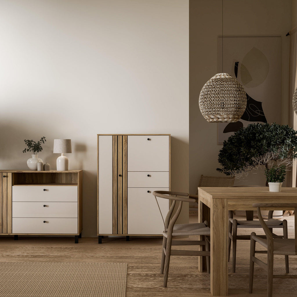 Grafton 3 Door 1 Drawer Cabinet in Cream and Oak - image 4
