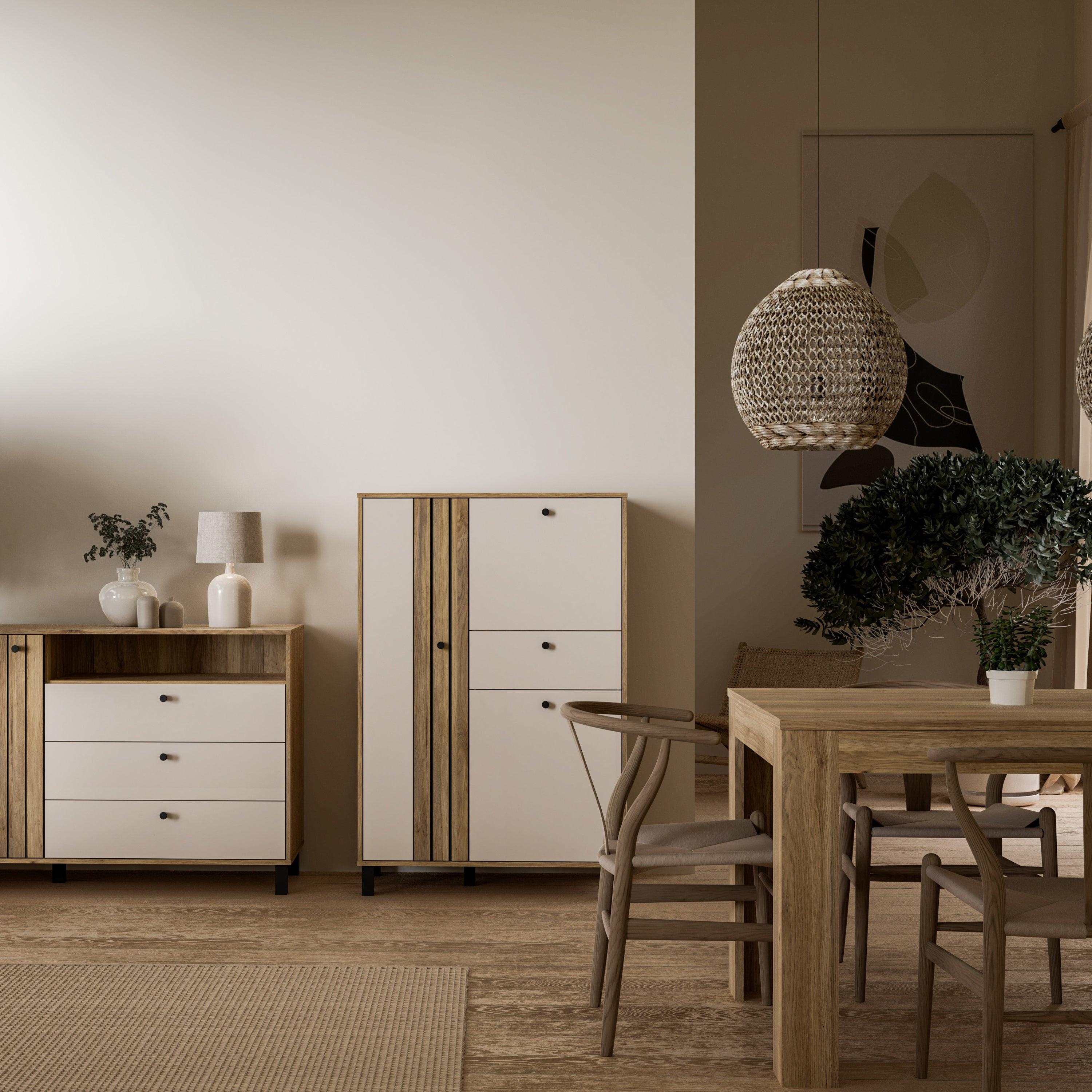 Grafton 3 Door 1 Drawer Cabinet in Cream and Oak - image 4