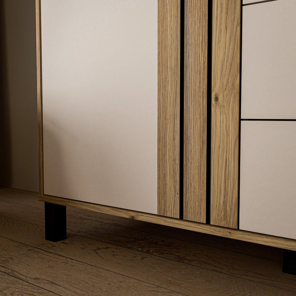 Grafton 3 Door 1 Drawer Cabinet in Cream and Oak - image 7