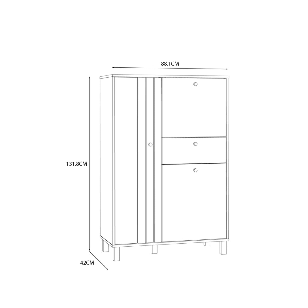 Grafton 3 Door 1 Drawer Cabinet in Cream and Oak - image 8