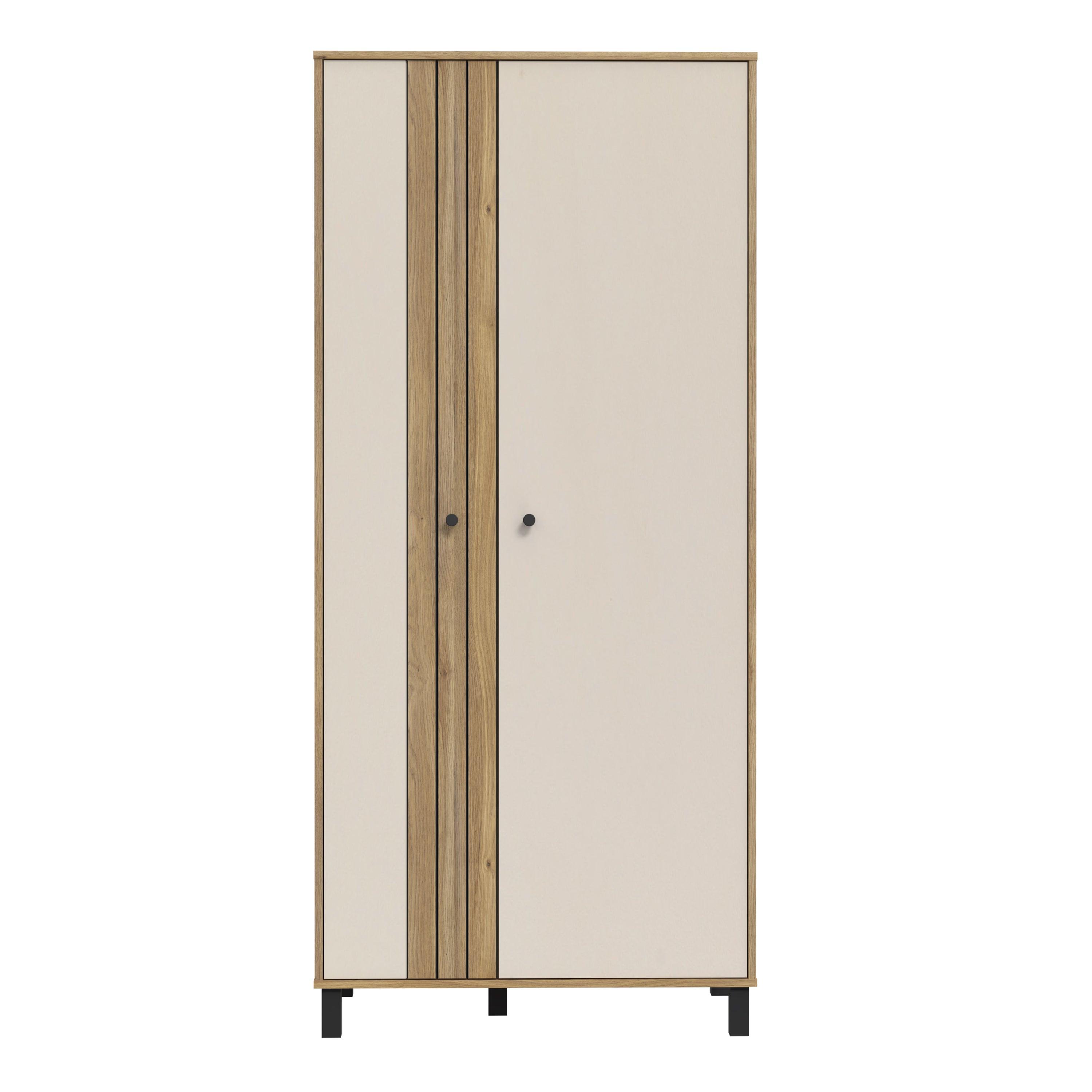 Grafton 2 Door Wardrobe in Cream and Oak - image 2
