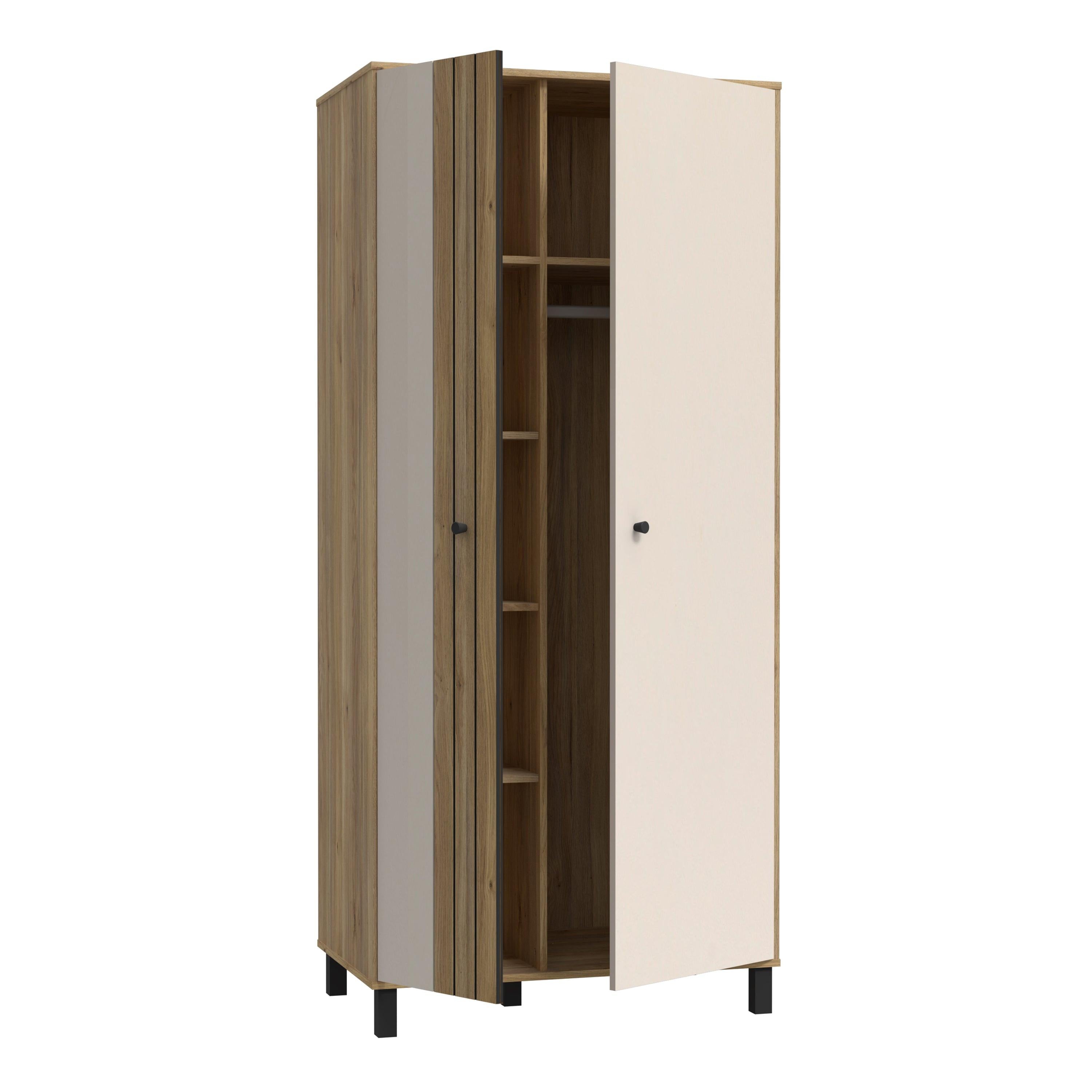 Grafton 2 Door Wardrobe in Cream and Oak - image 3