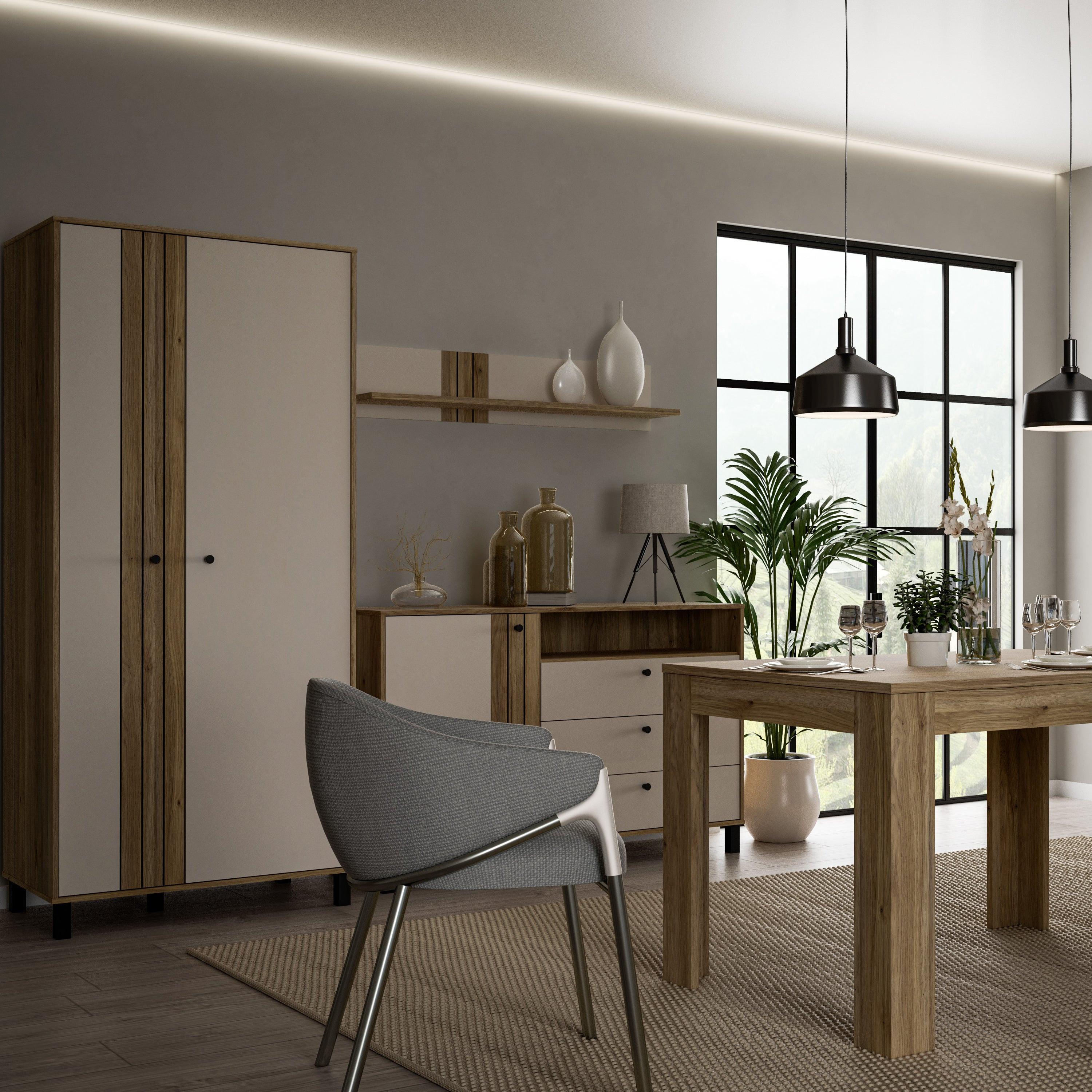 Grafton 2 Door Wardrobe in Cream and Oak - image 5