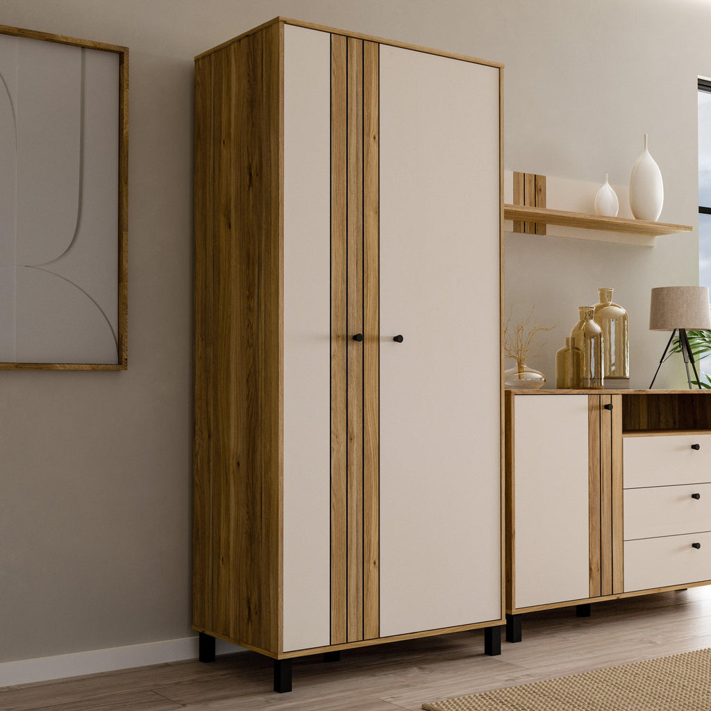 Grafton 2 Door Wardrobe in Cream and Oak - image 6