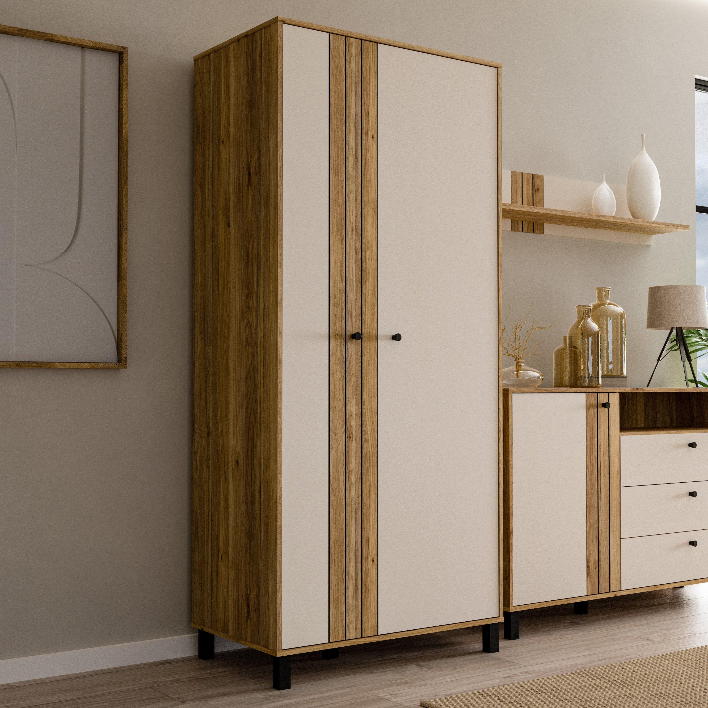 Grafton 2 Door Wardrobe in Cream and Oak - image 6