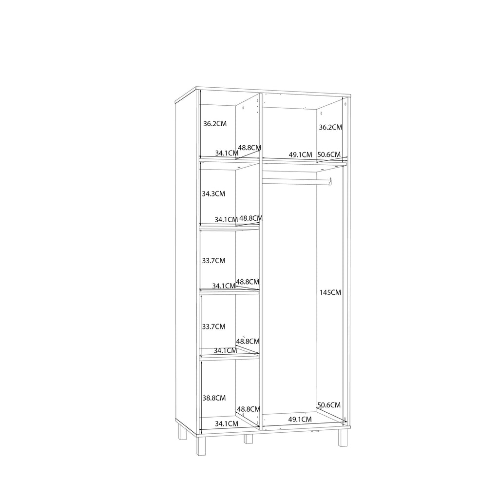 Grafton 2 Door Wardrobe in Cream and Oak - image 8