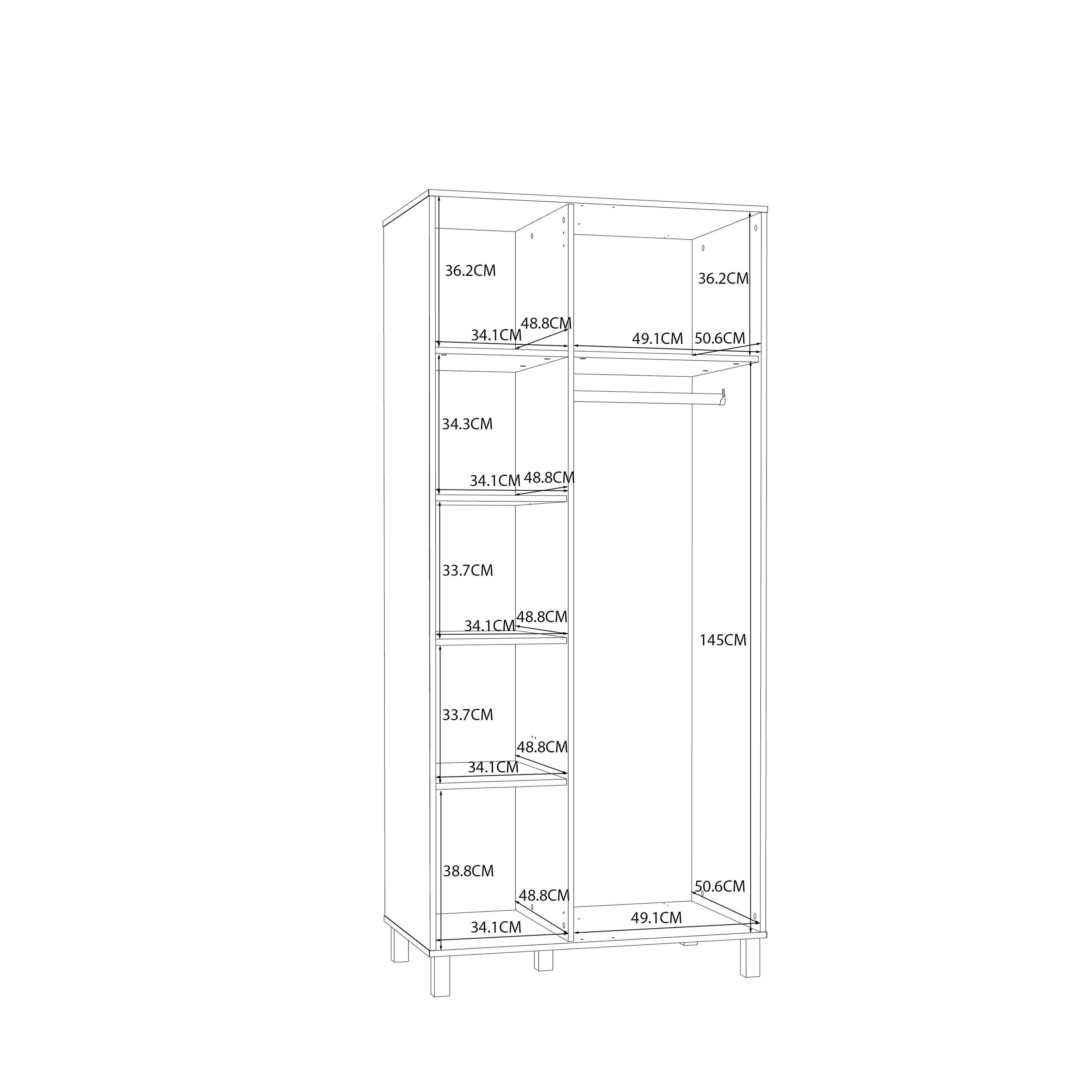 Grafton 2 Door Wardrobe in Cream and Oak - image 8