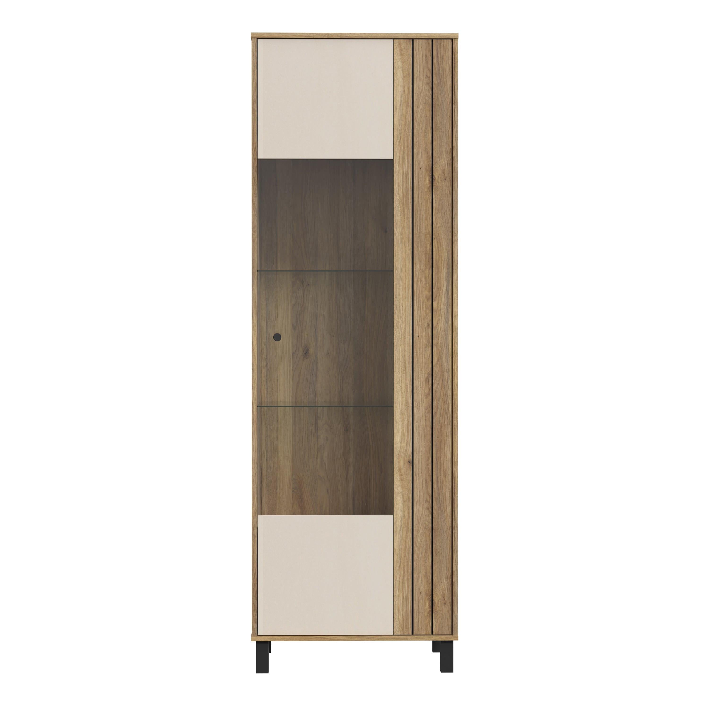 Grafton Glass Door Display Cabinet in Cream and Oak - image 2