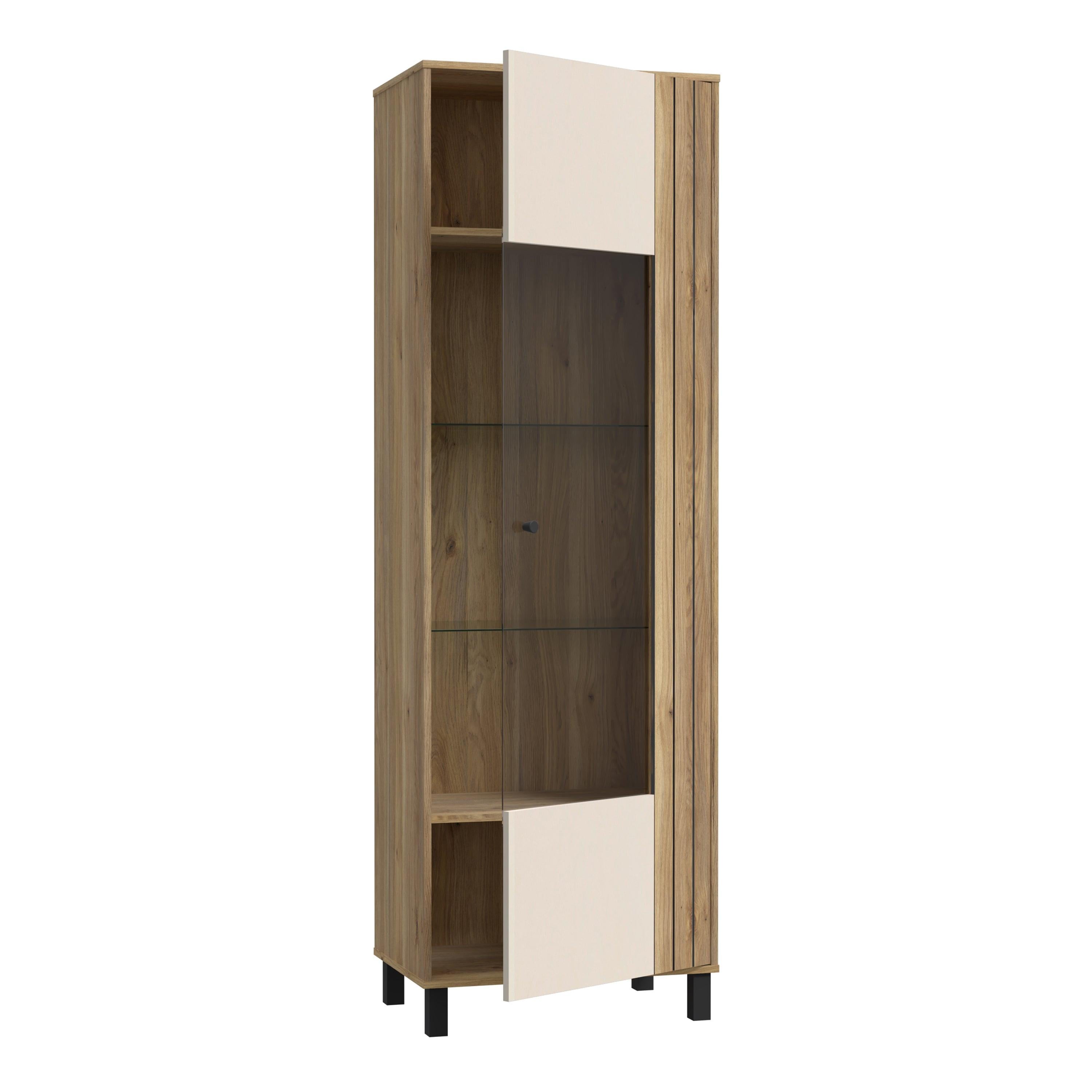 Grafton Glass Door Display Cabinet in Cream and Oak - image 3