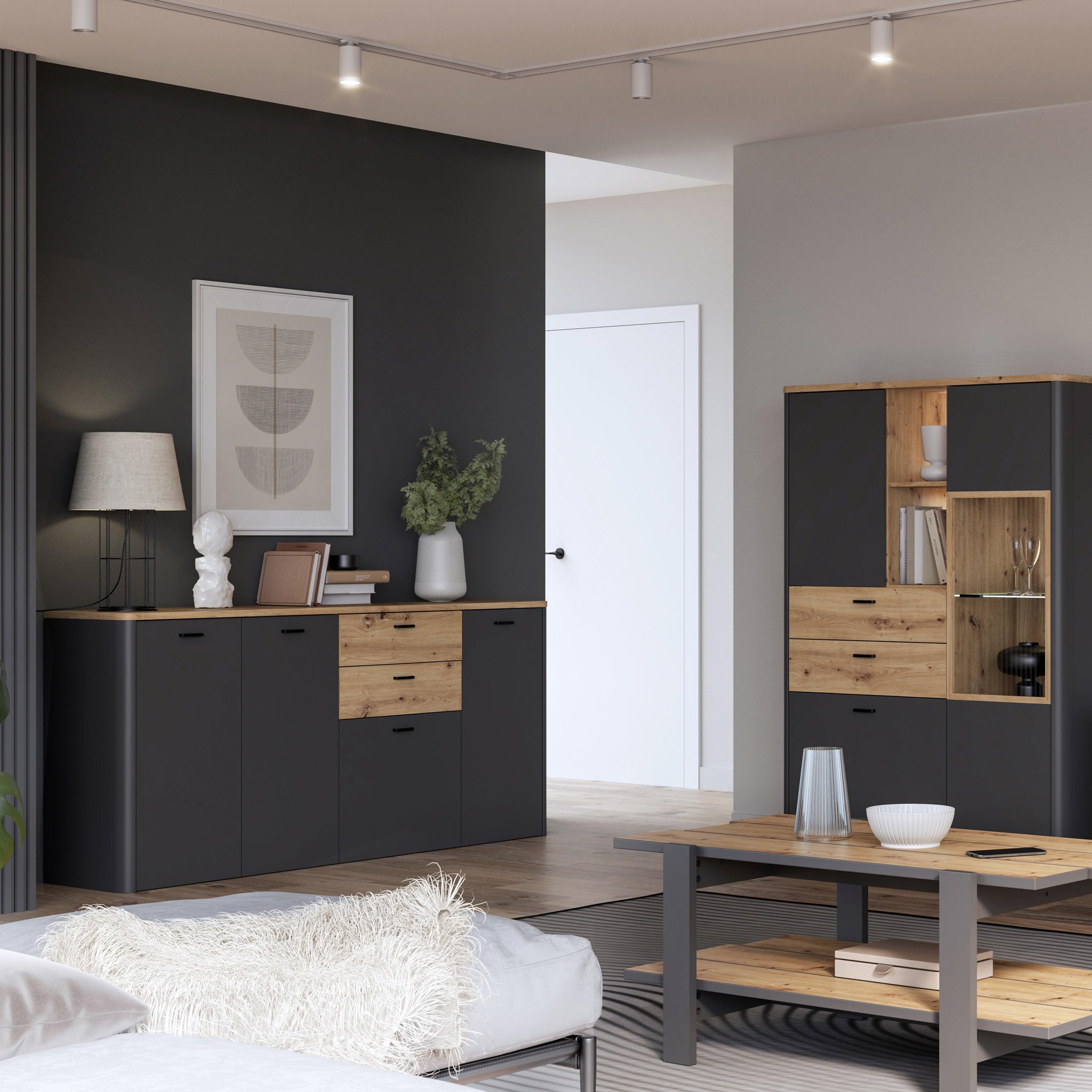 Klara 4 Door 2 Drawer Chest in Grey and Oak - image 5