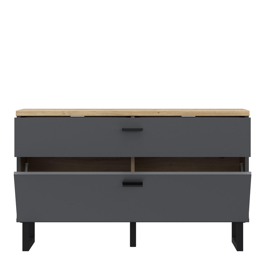 Klara TV Unit with 1 Drawer 1 Flip Door in Grey and Oak - image 4