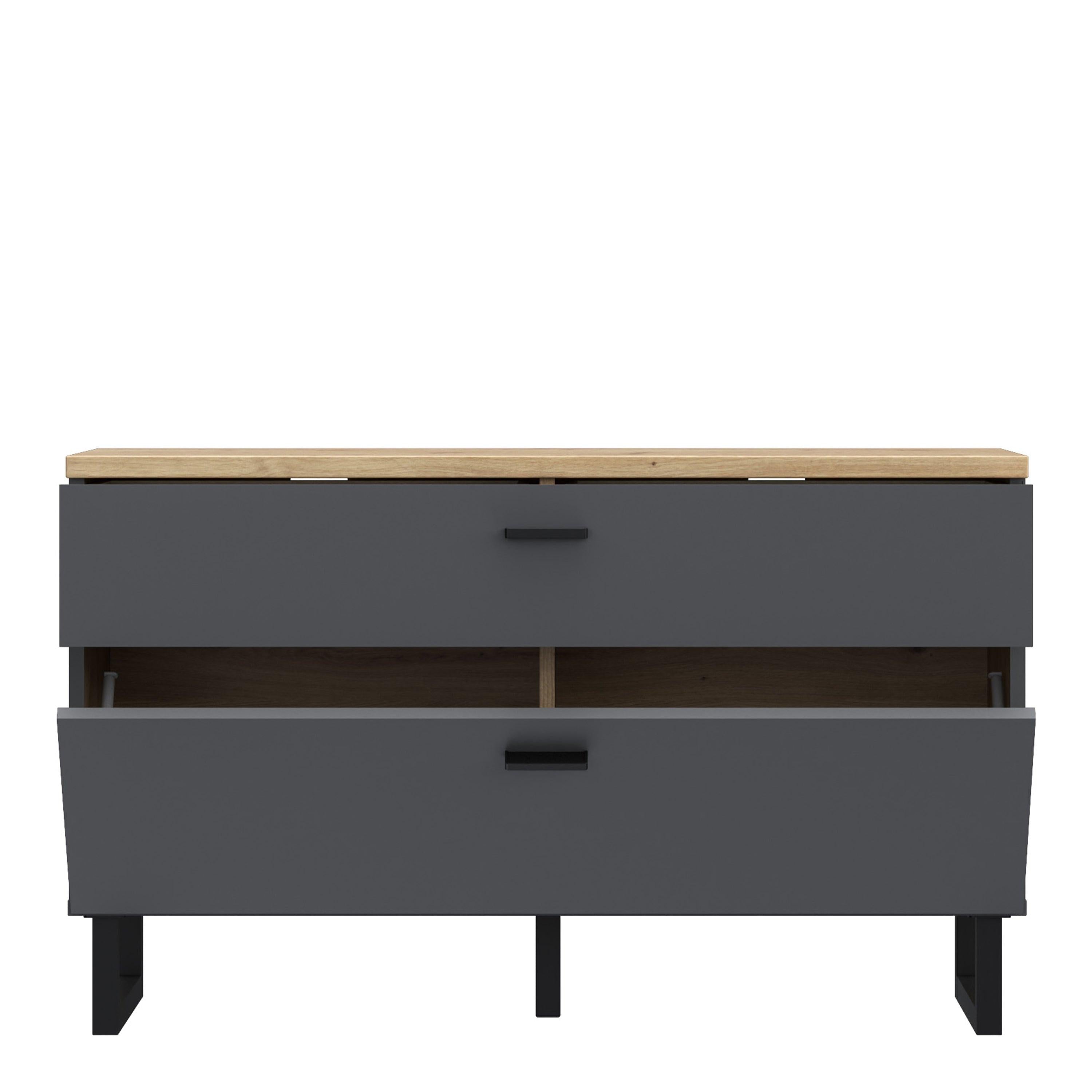 Klara TV Unit with 1 Drawer 1 Flip Door in Grey and Oak - image 4