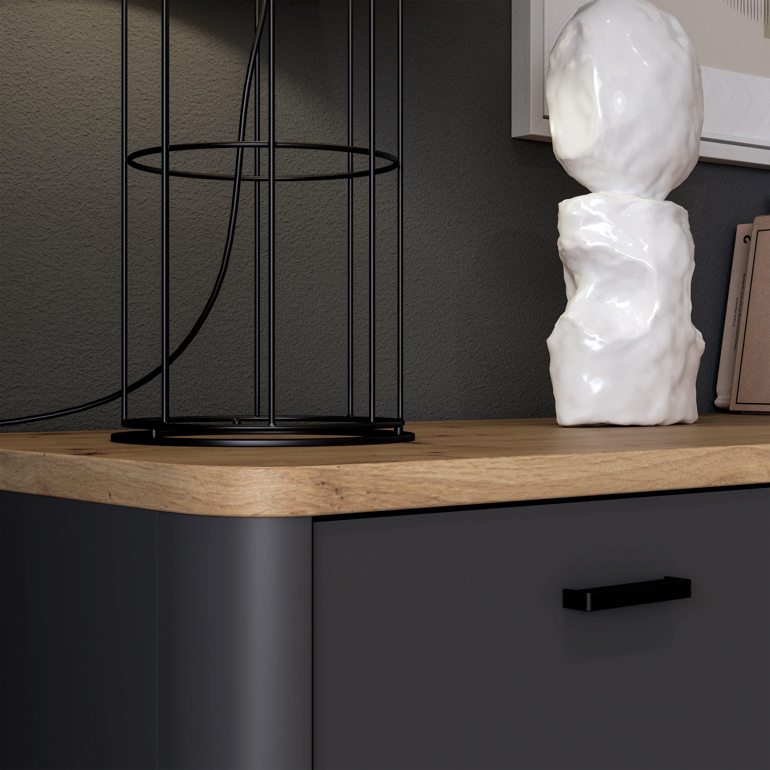 Klara TV Unit with 1 Drawer 1 Flip Door in Grey and Oak - image 6