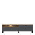 Klara TV Unit with 1 Drawer 2 Flip Doors in Grey and Oak inc LED Lighting - image 2