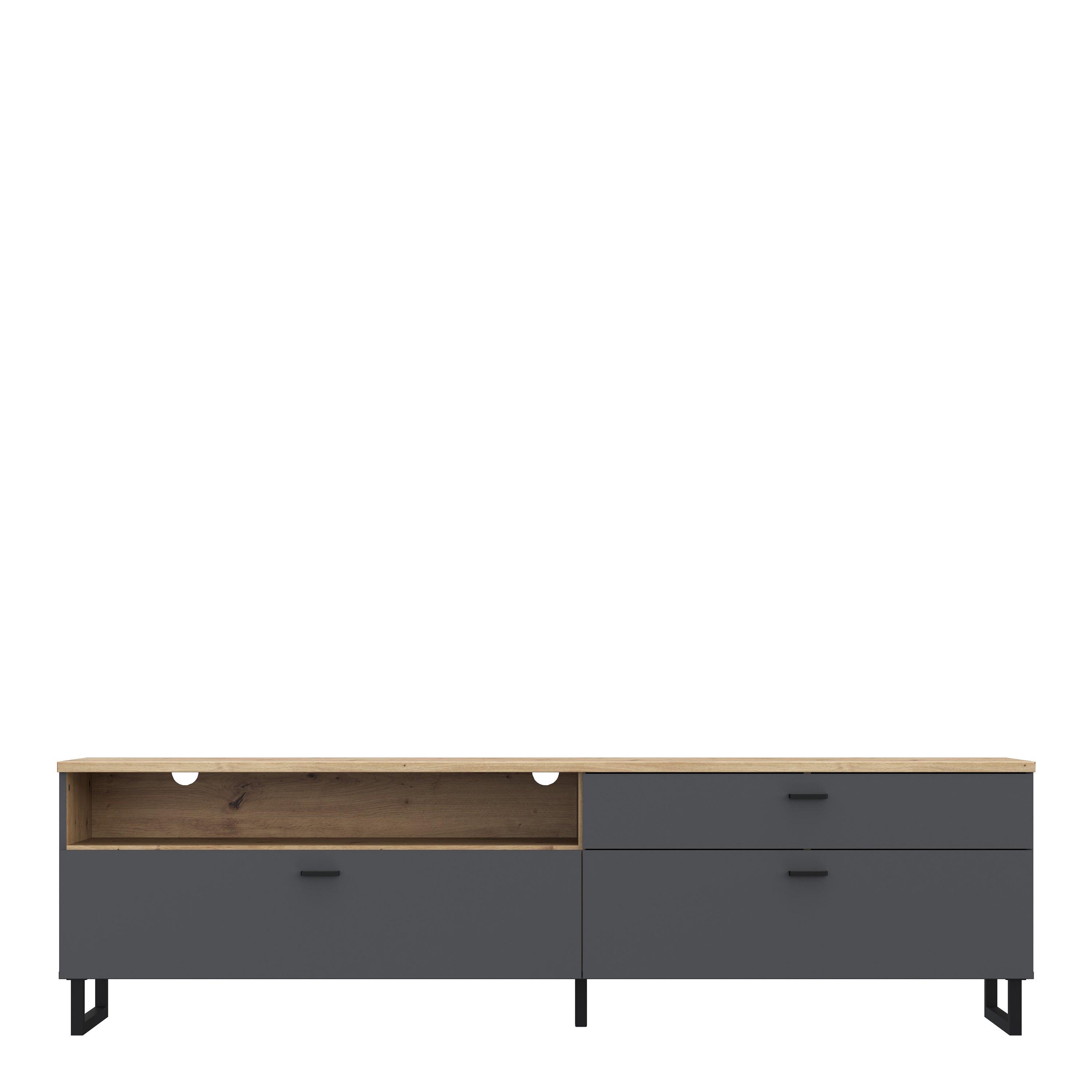 Klara TV Unit with 1 Drawer 2 Flip Doors in Grey and Oak - image 2