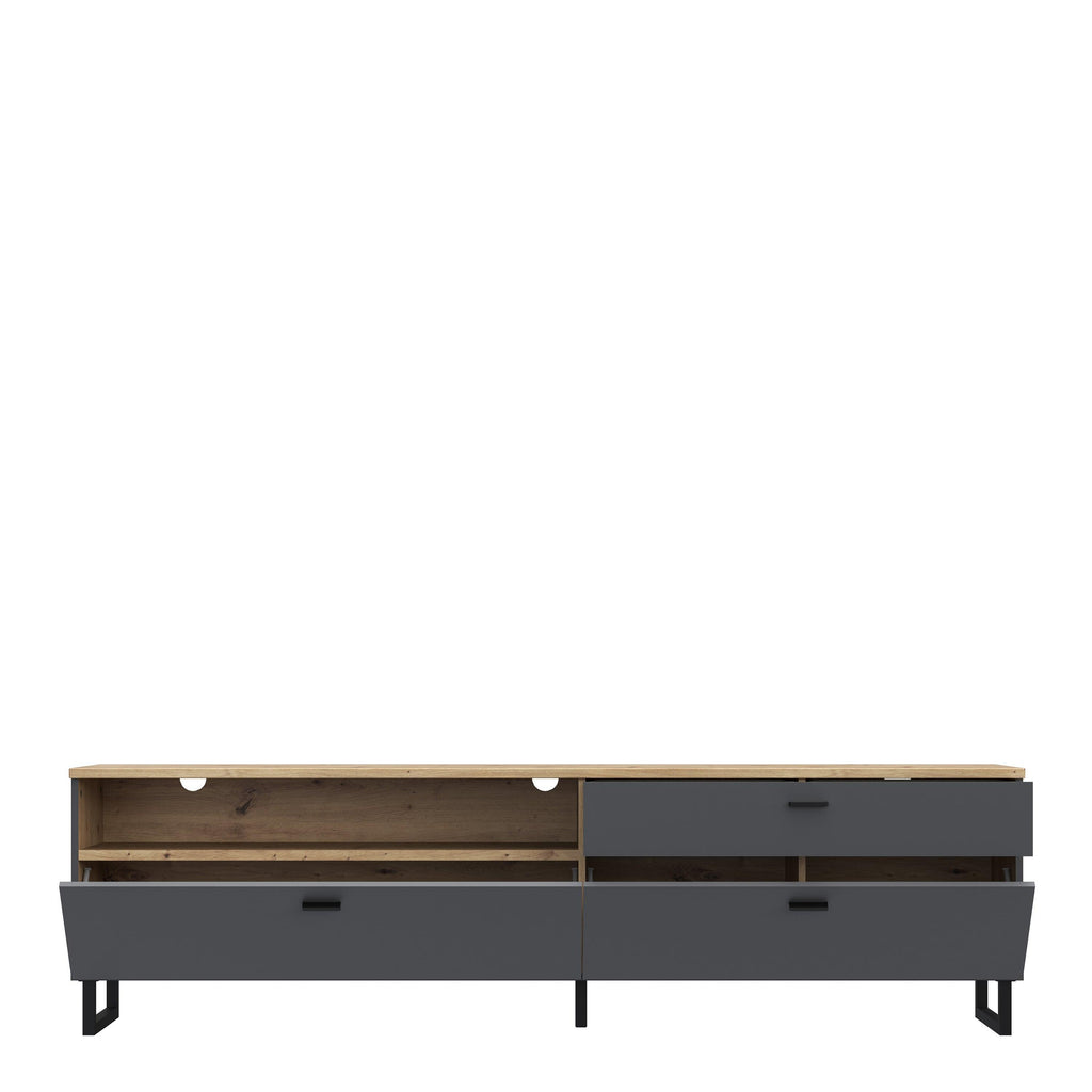 Klara TV Unit with 1 Drawer 2 Flip Doors in Grey and Oak - image 4