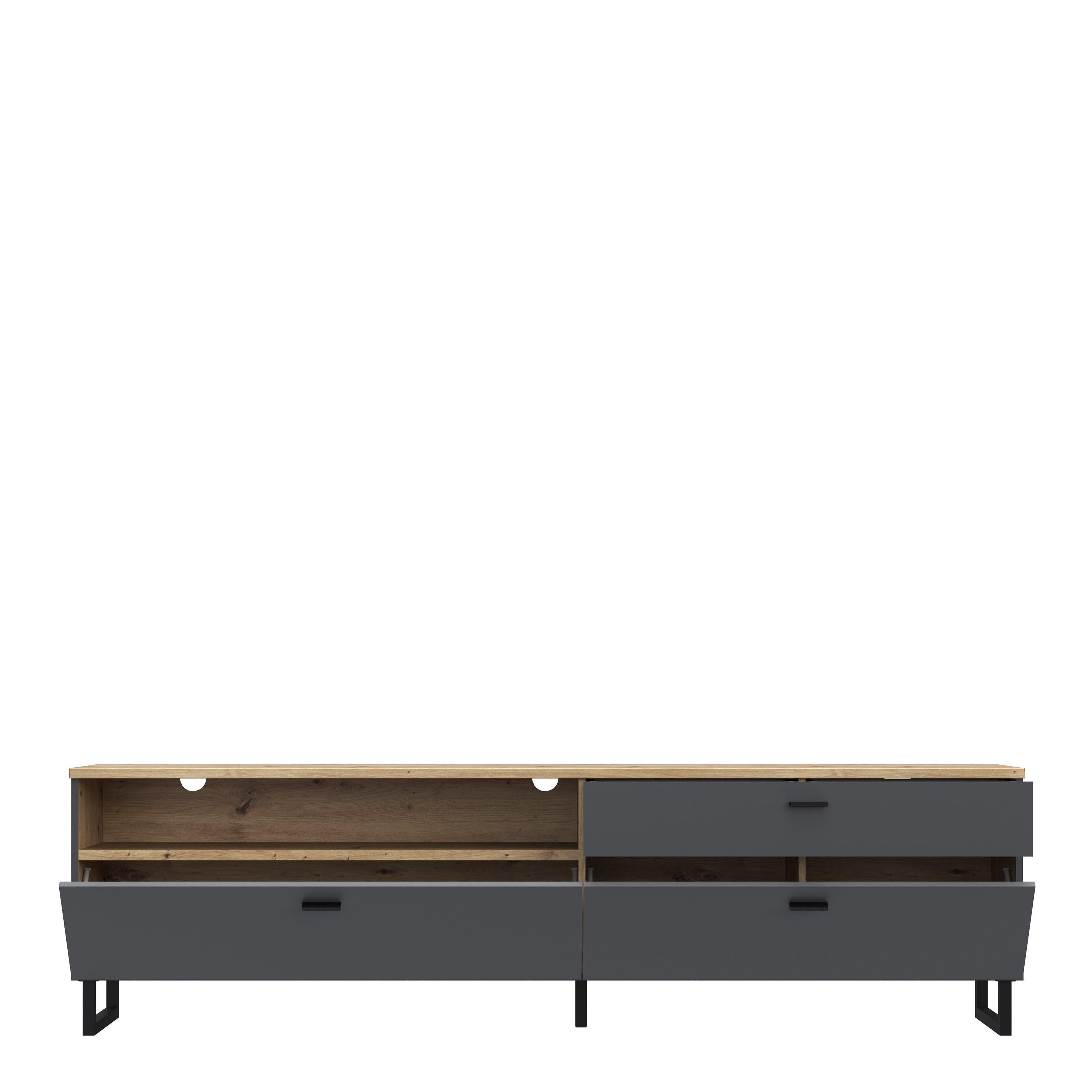 Klara TV Unit with 1 Drawer 2 Flip Doors in Grey and Oak - image 4