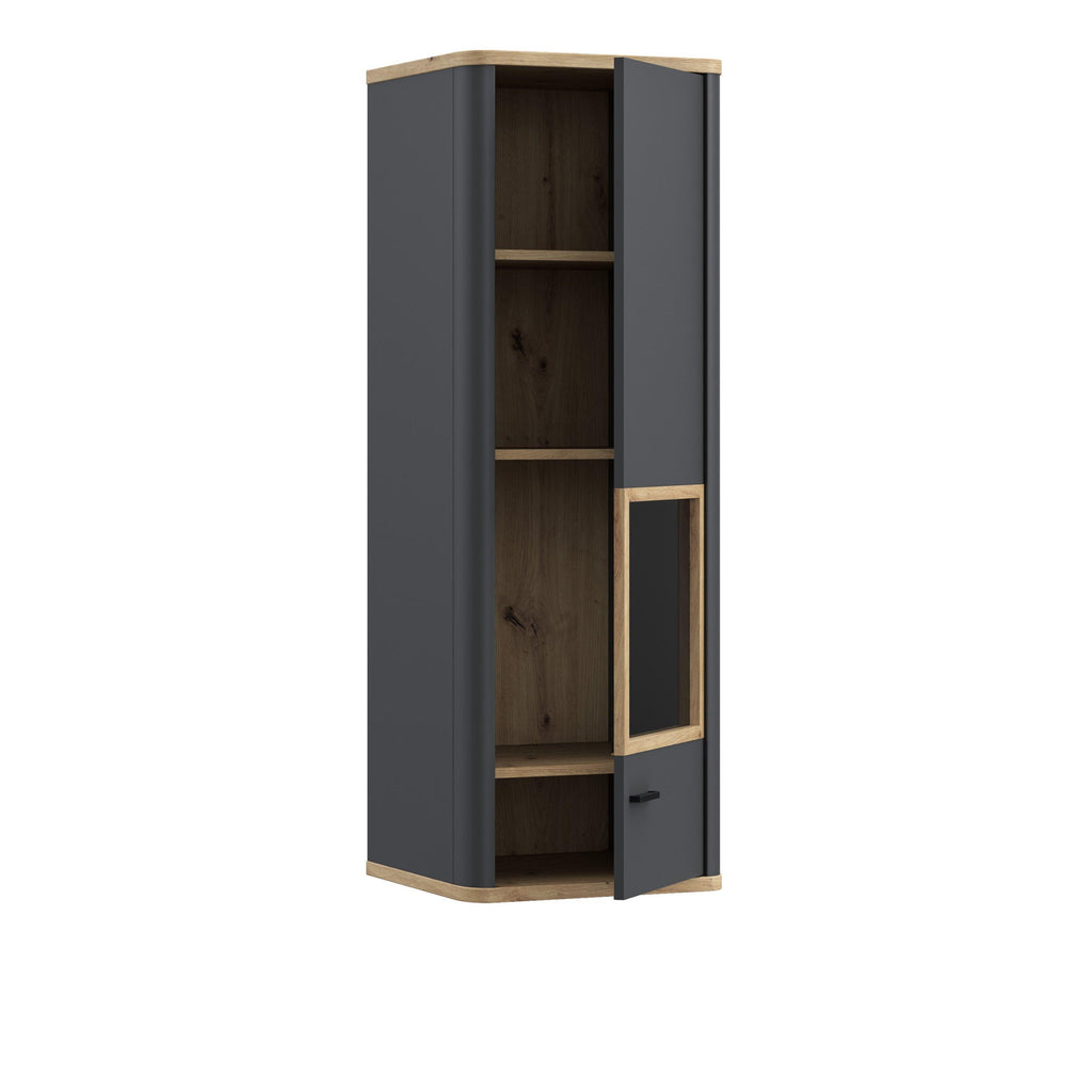 Klara Display Cabinet with 1 Glass Door in Grey and Oak inc LED Lighting - image 3
