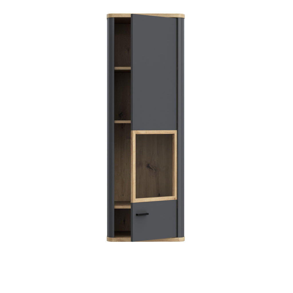 Klara Display Cabinet with 1 Glass Door in Grey and Oak inc LED Lighting - image 4