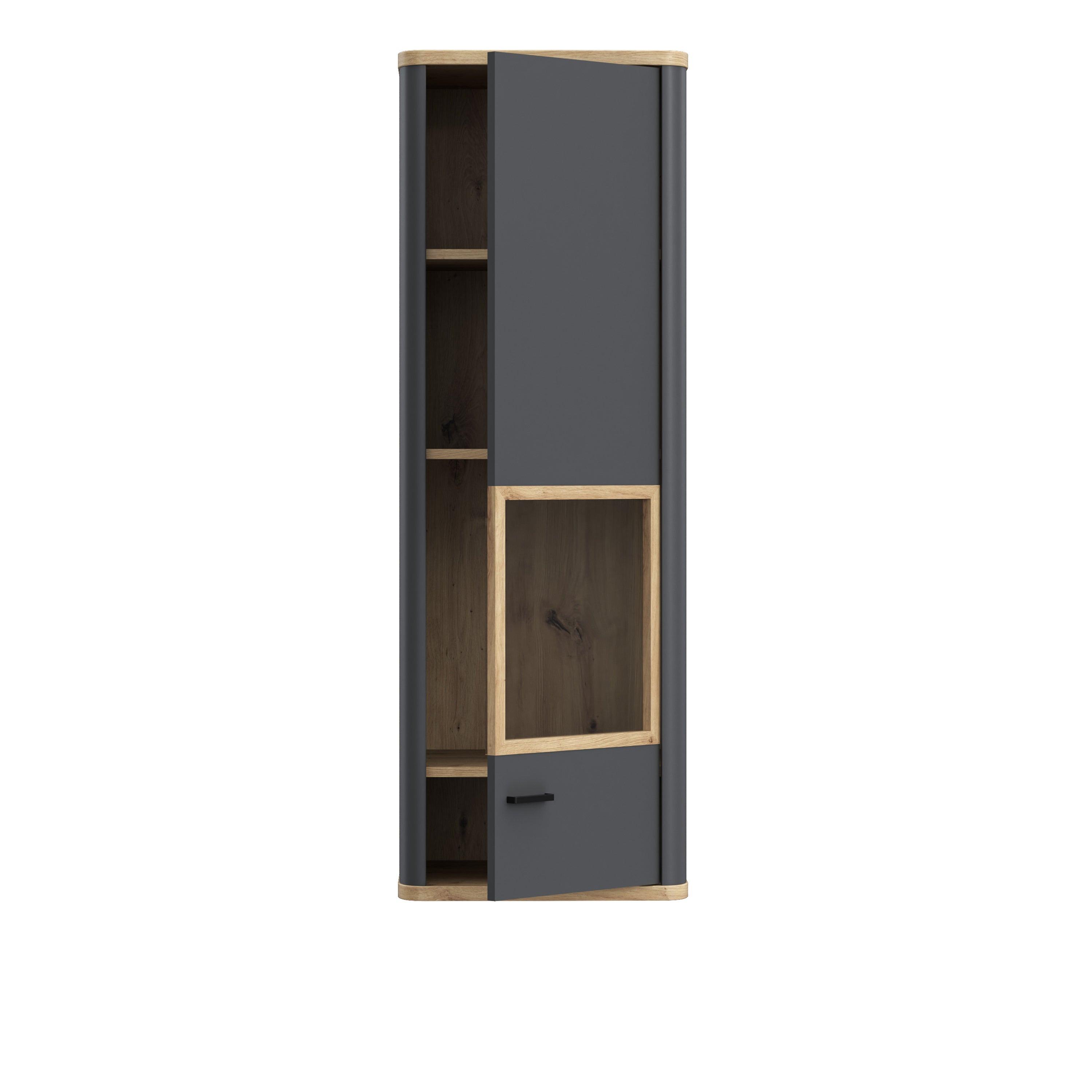 Klara Display Cabinet with 1 Glass Door in Grey and Oak - image 4