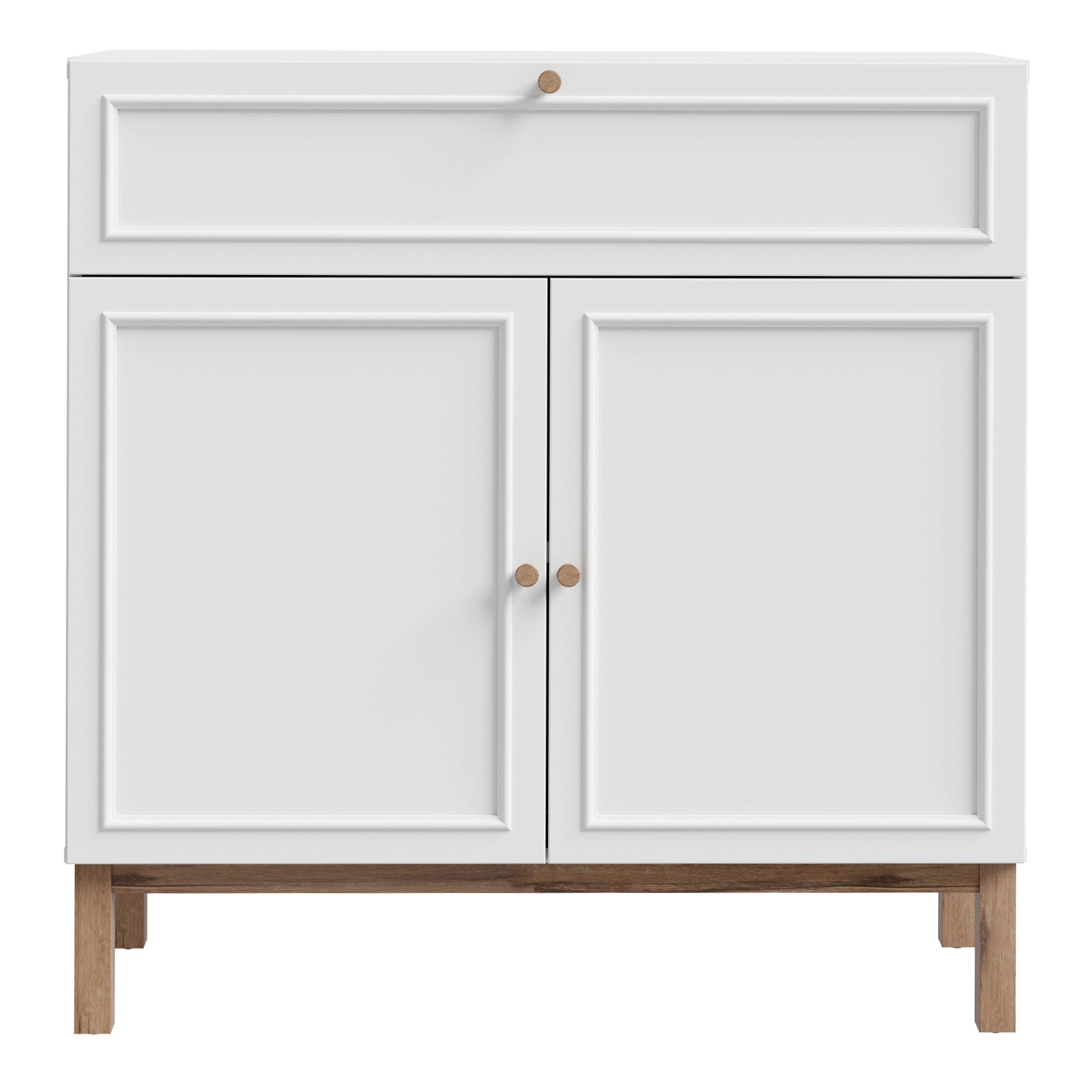 Wensley 2 Door 1 Drawer Console in Light Grey and Oak - image 2