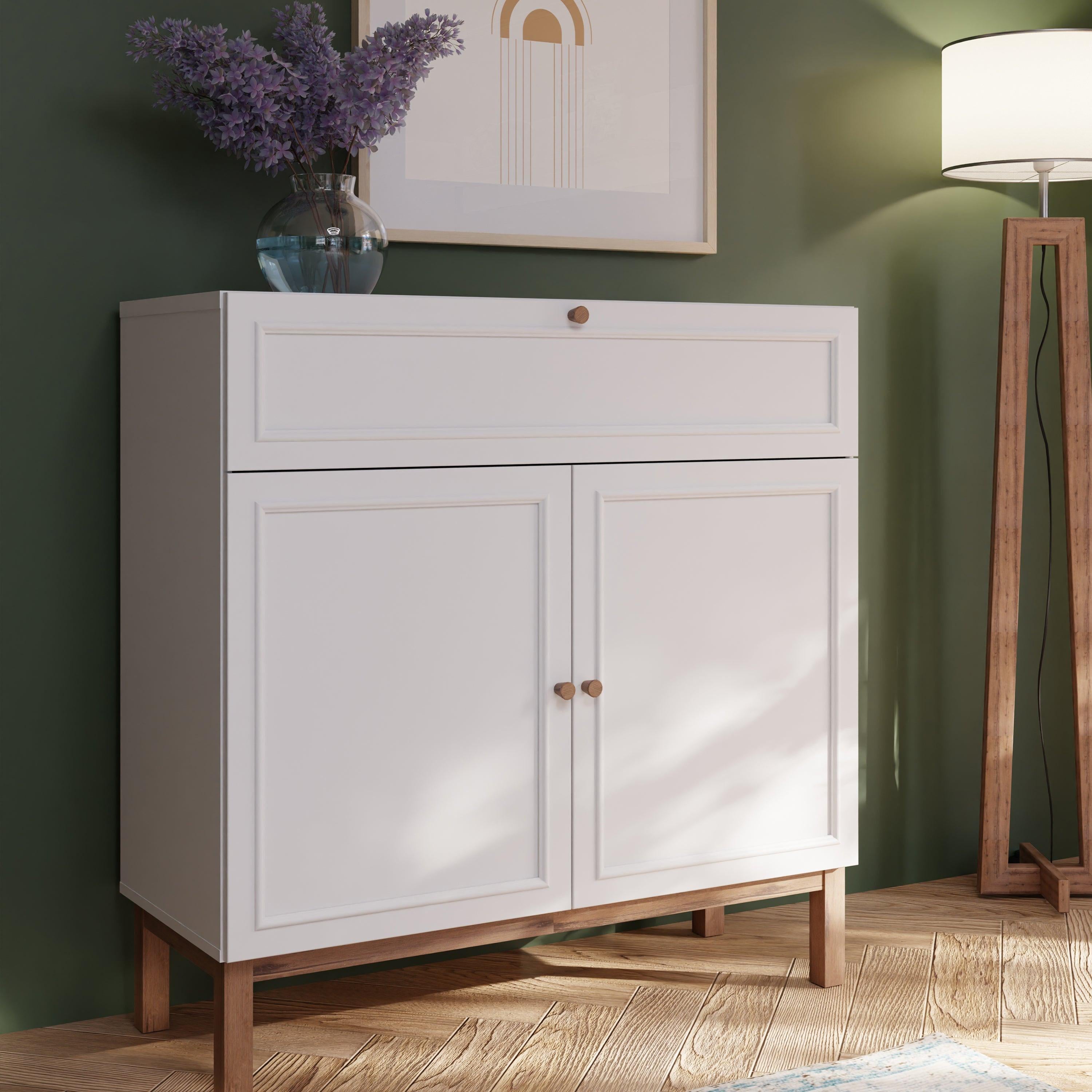 Wensley 2 Door 1 Drawer Console in Light Grey and Oak - image 5