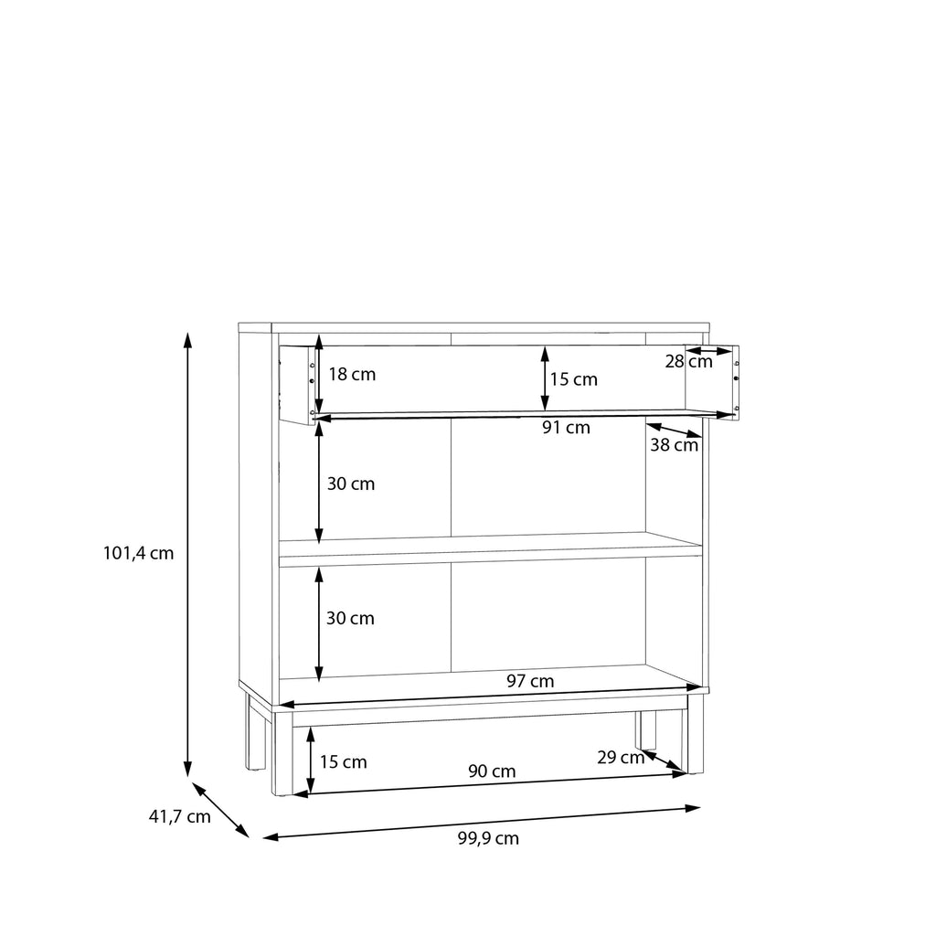 Wensley 2 Door 1 Drawer Console in Light Grey and Oak - image 7