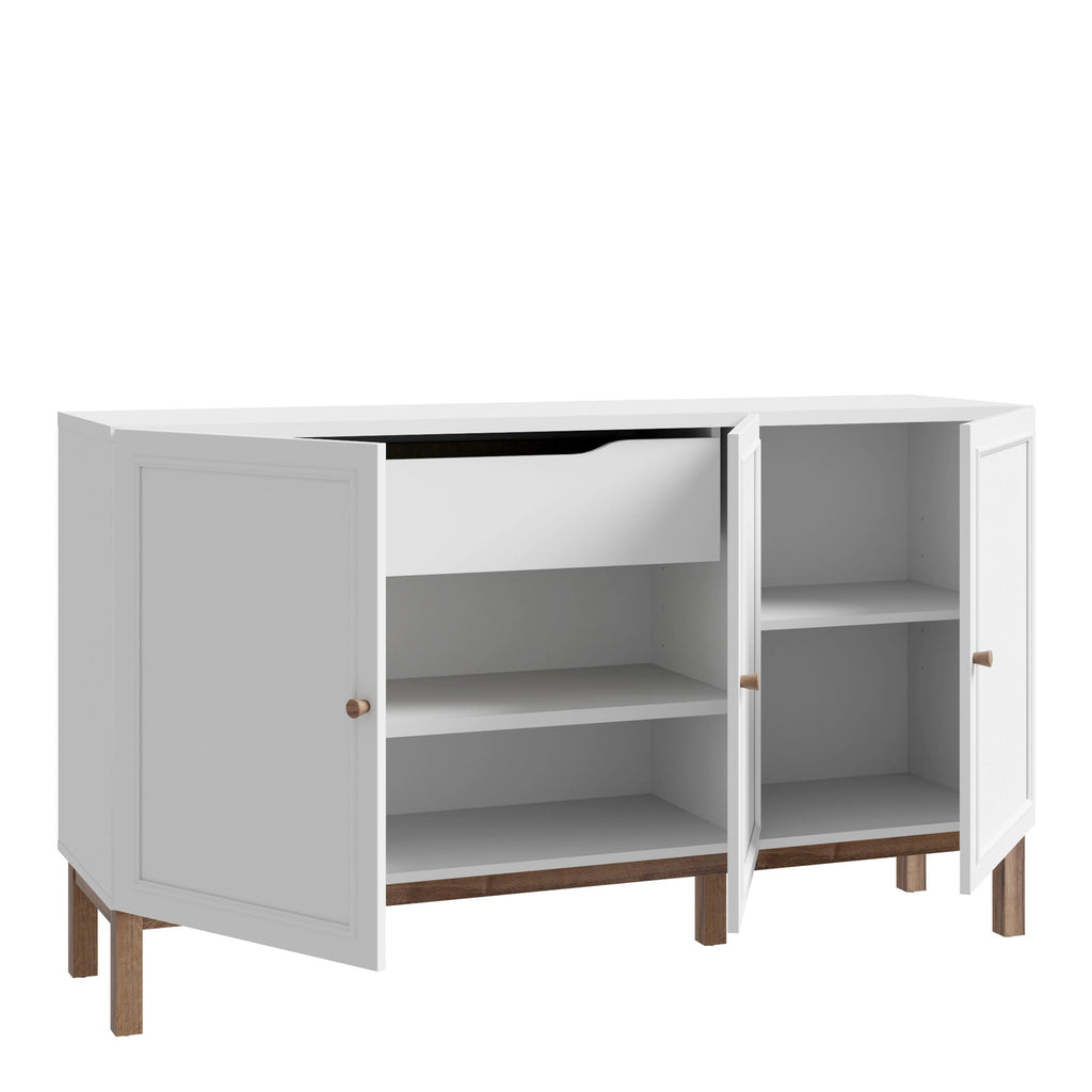 Wensley 3 Door 1 Drawer Sideboard in Light Grey and Oak - image 3