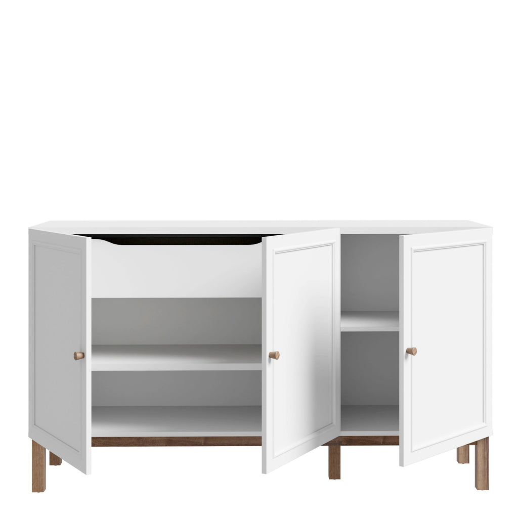 Wensley 3 Door 1 Drawer Sideboard in Light Grey and Oak - image 4