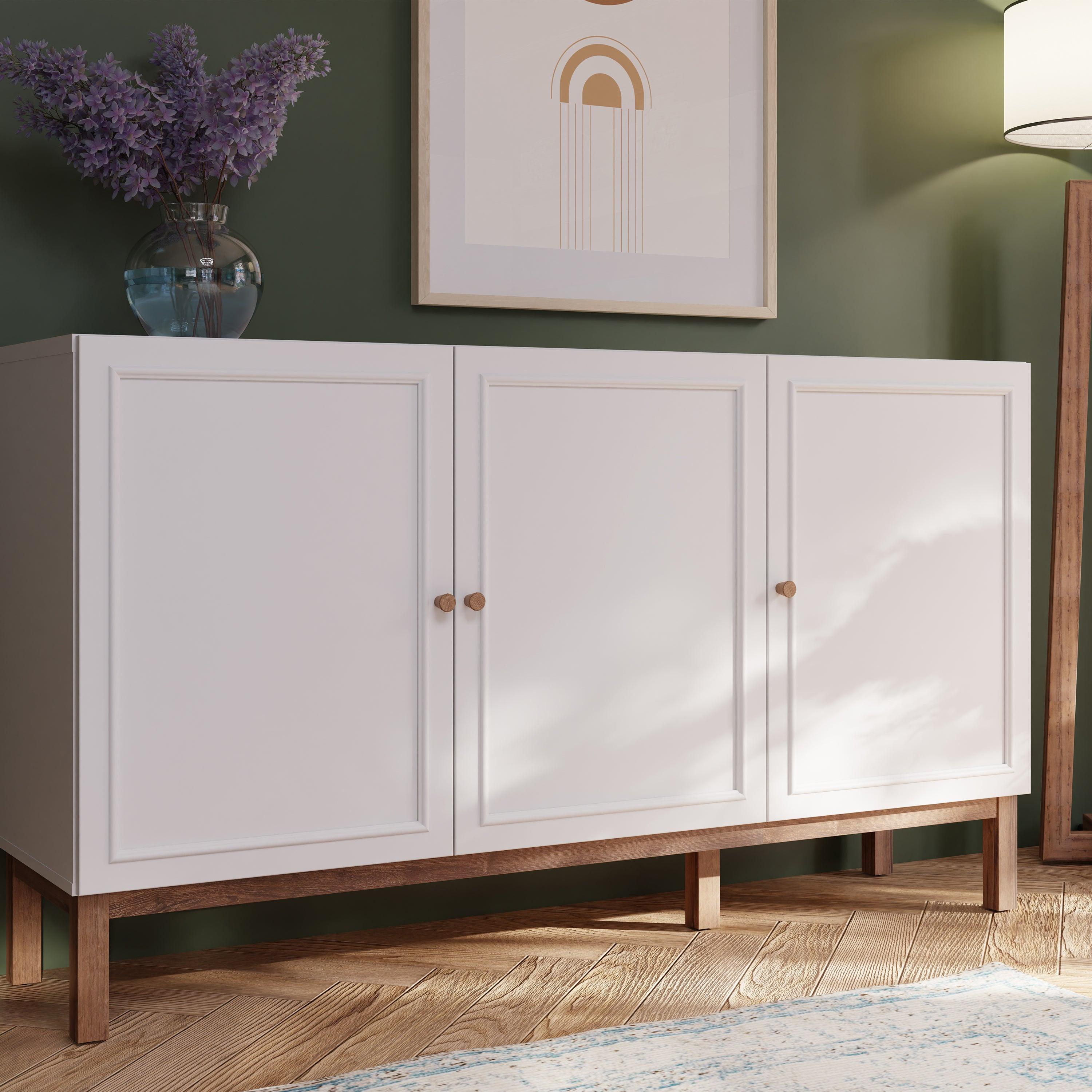 Wensley 3 Door 1 Drawer Sideboard in Light Grey and Oak - image 6