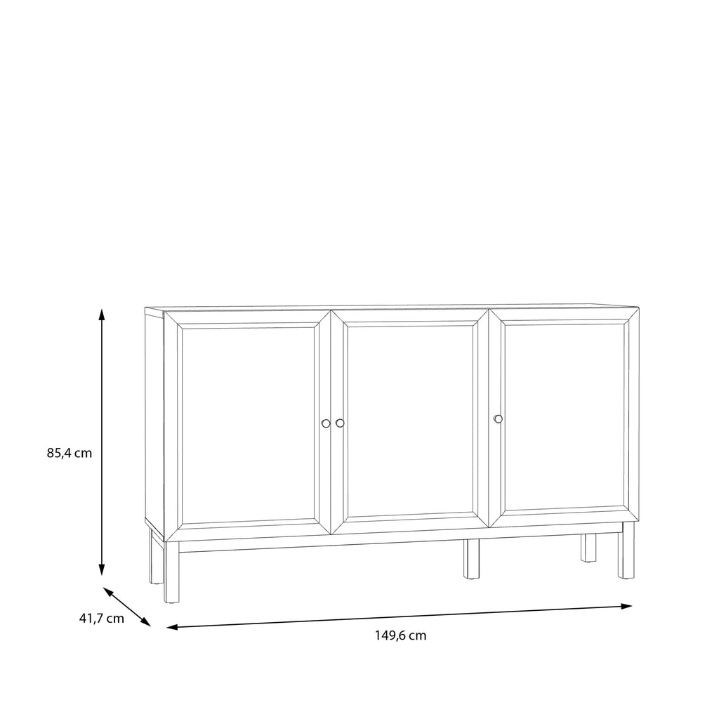Wensley 3 Door 1 Drawer Sideboard in Light Grey and Oak - image 7