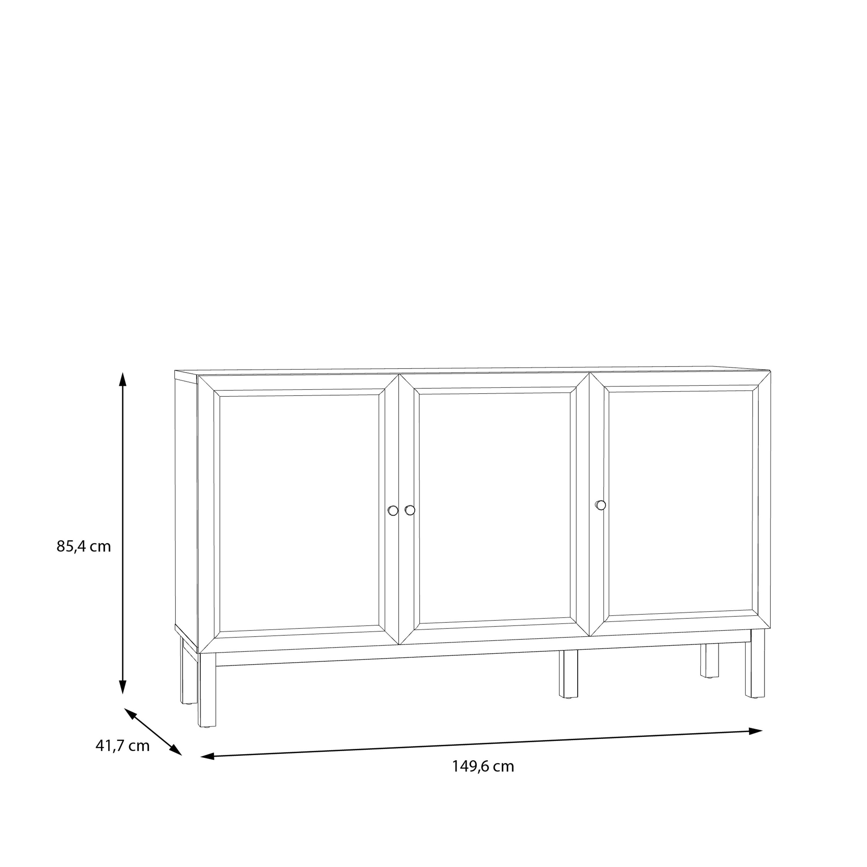 Wensley 3 Door 1 Drawer Sideboard in Light Grey and Oak - image 7