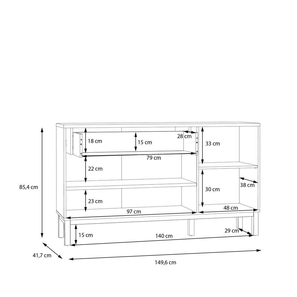 Wensley 3 Door 1 Drawer Sideboard in Light Grey and Oak - image 8