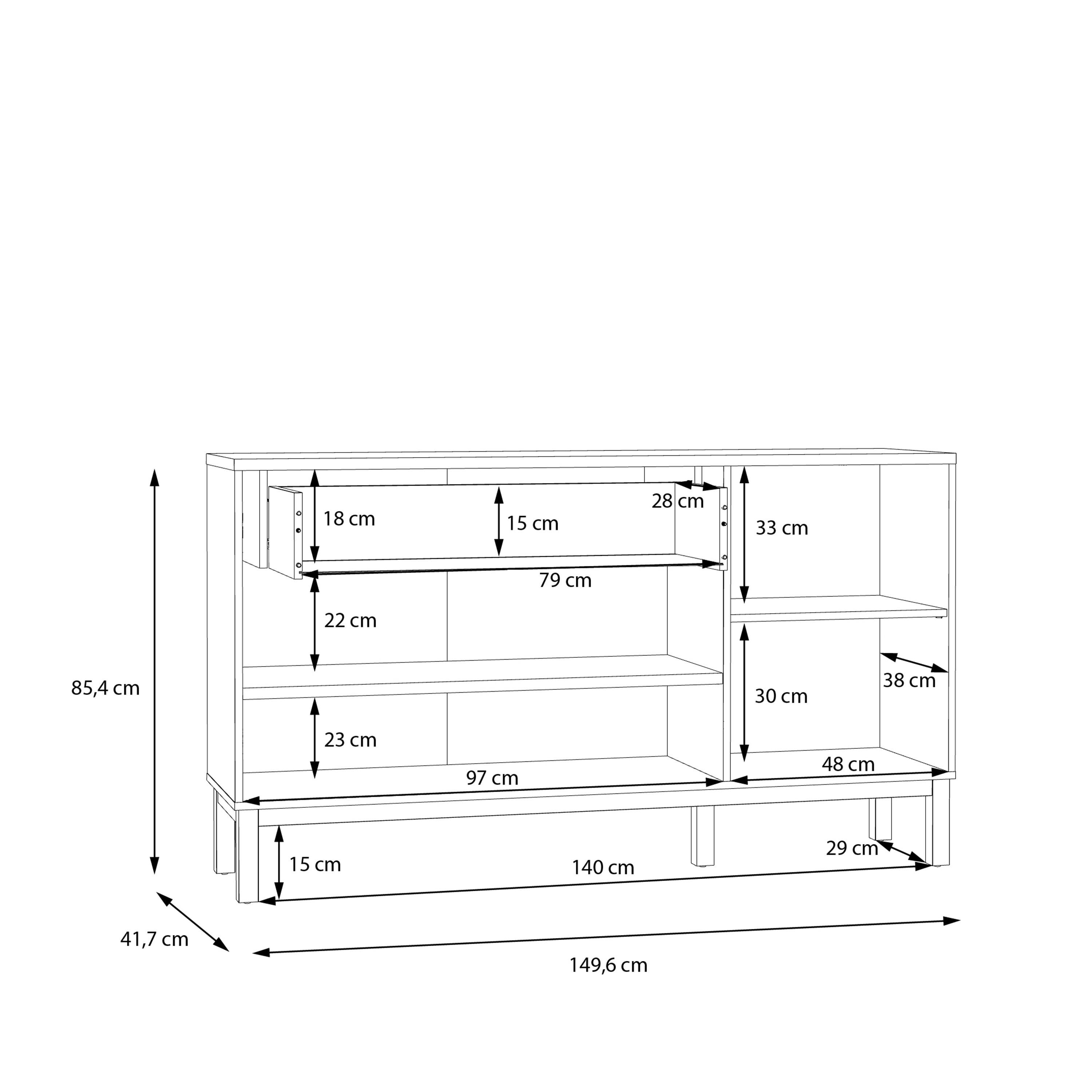 Wensley 3 Door 1 Drawer Sideboard in Light Grey and Oak - image 8