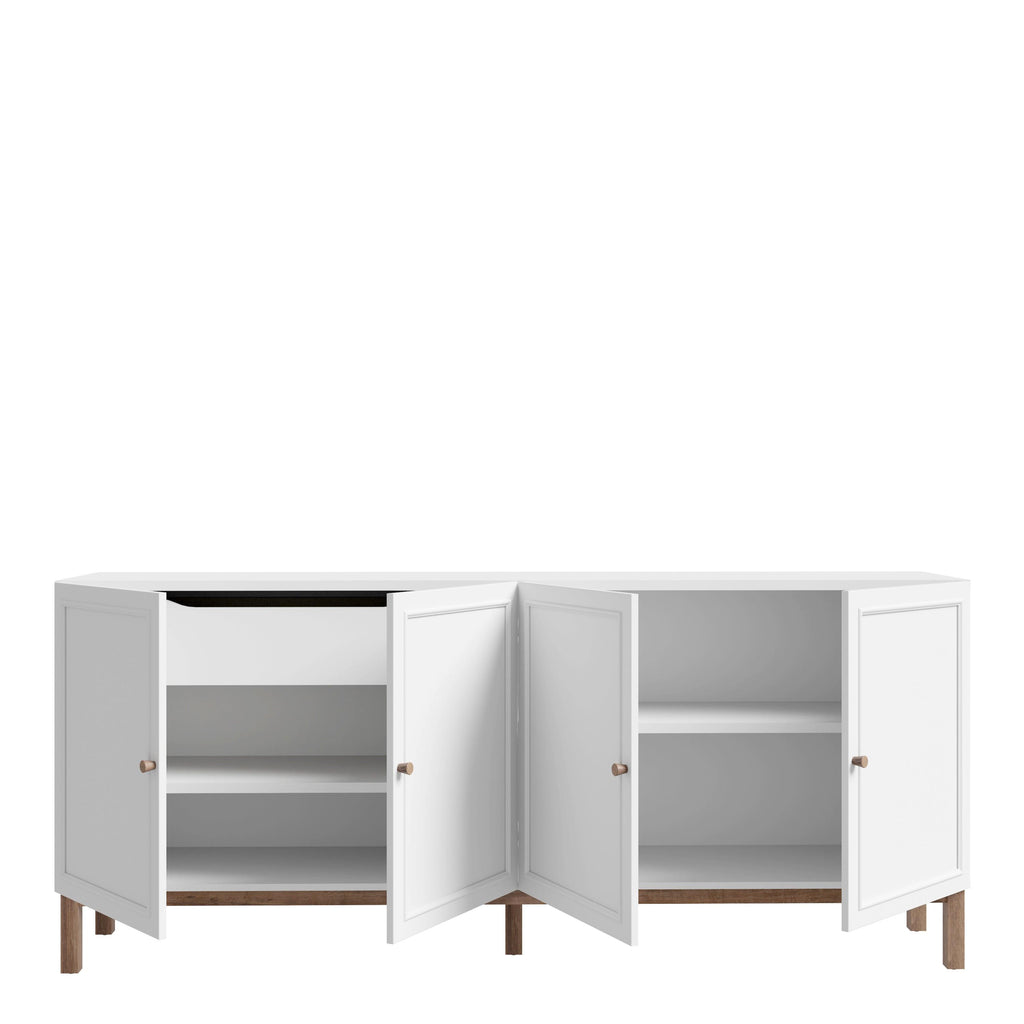 Wensley 4 Door 1 Drawer Sideboard in Light Grey and Oak - image 4