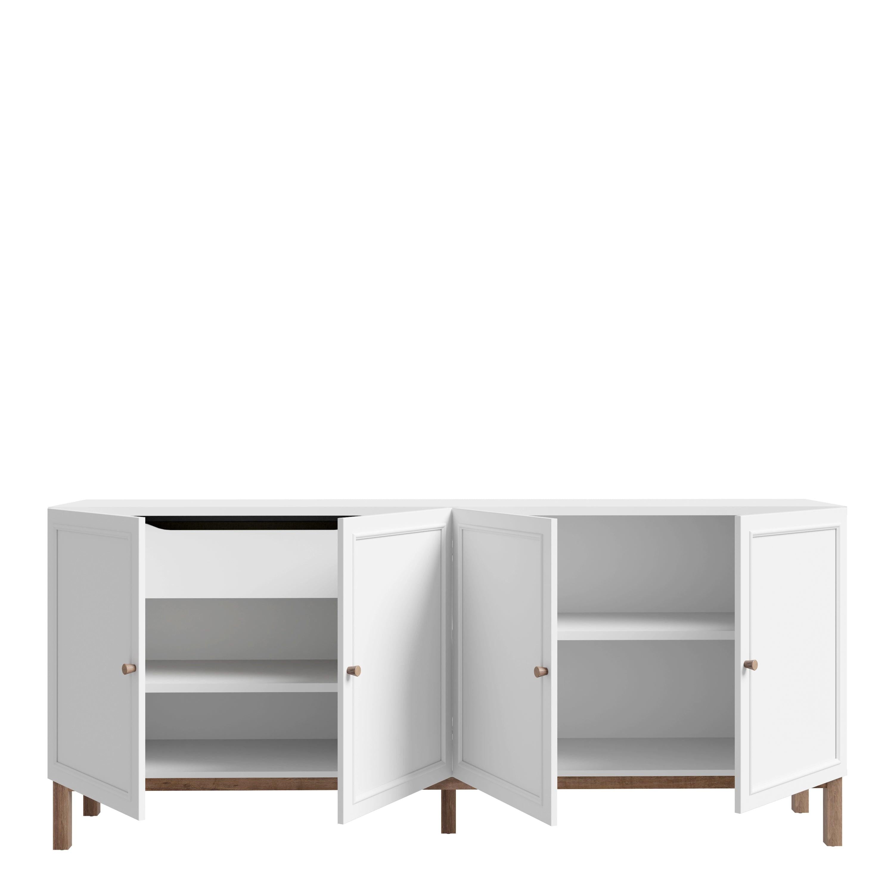 Wensley 4 Door 1 Drawer Sideboard in Light Grey and Oak - image 4