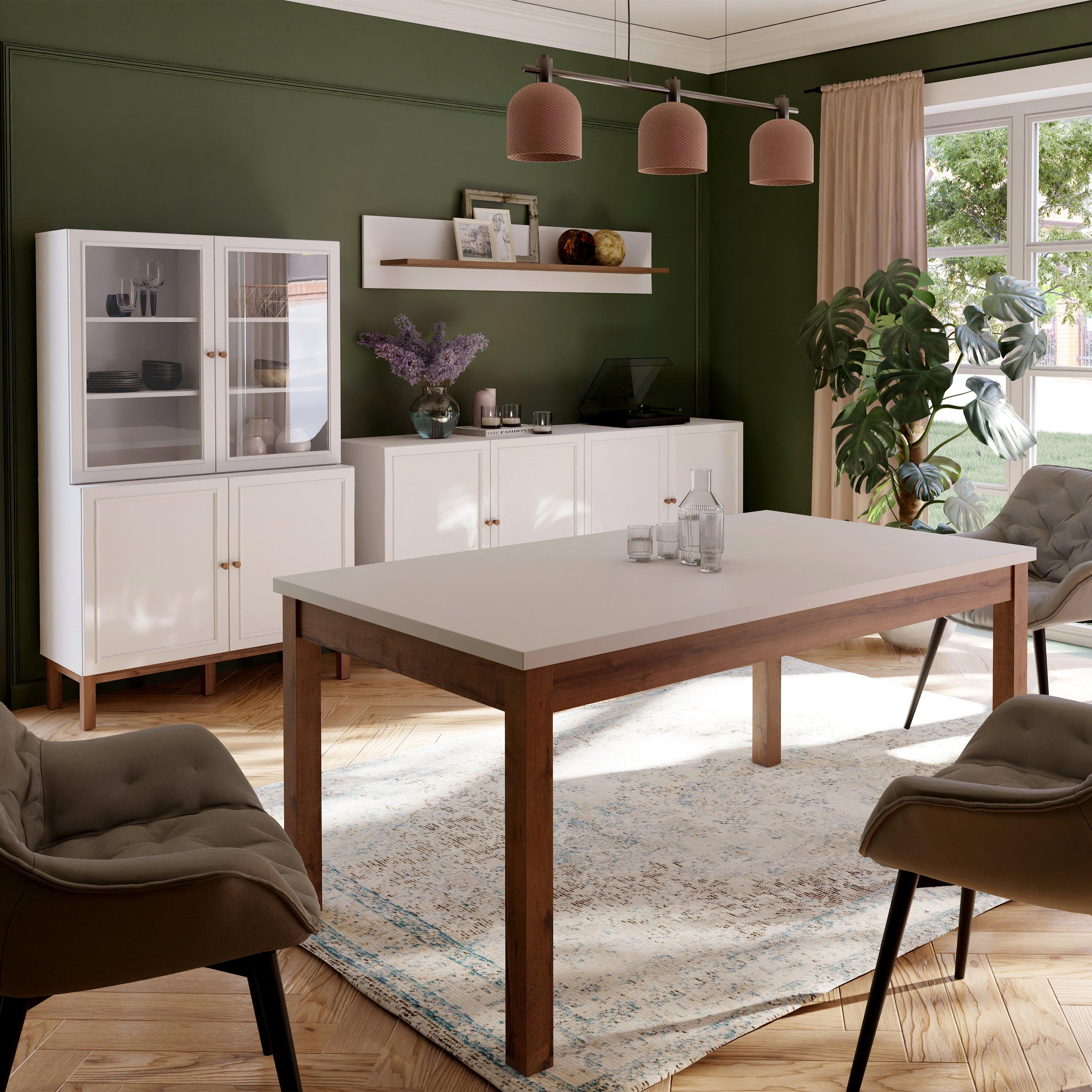 Wensley 4 Door 1 Drawer Sideboard in Light Grey and Oak - image 5