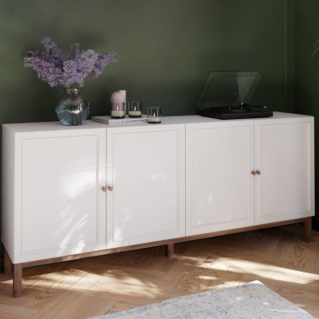 Wensley 4 Door 1 Drawer Sideboard in Light Grey and Oak - image 6