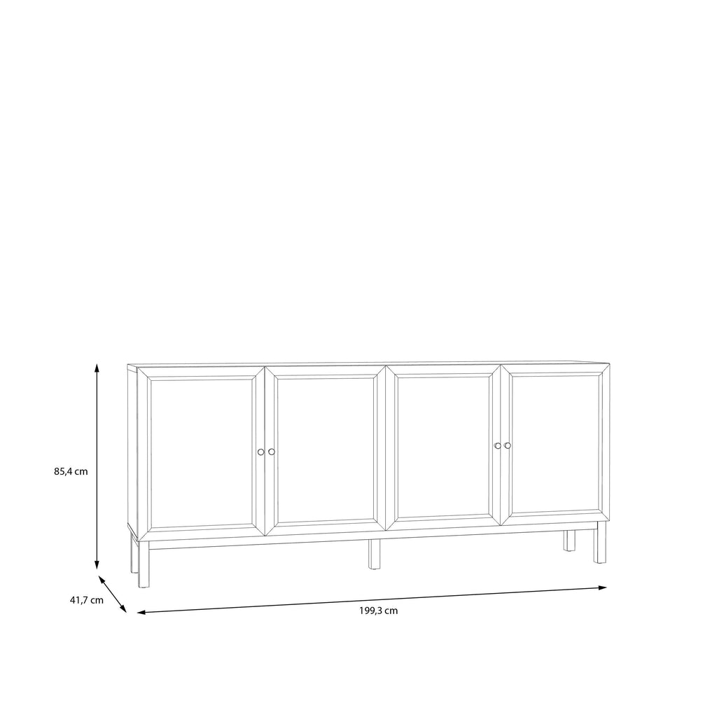 Wensley 4 Door 1 Drawer Sideboard in Light Grey and Oak - image 7