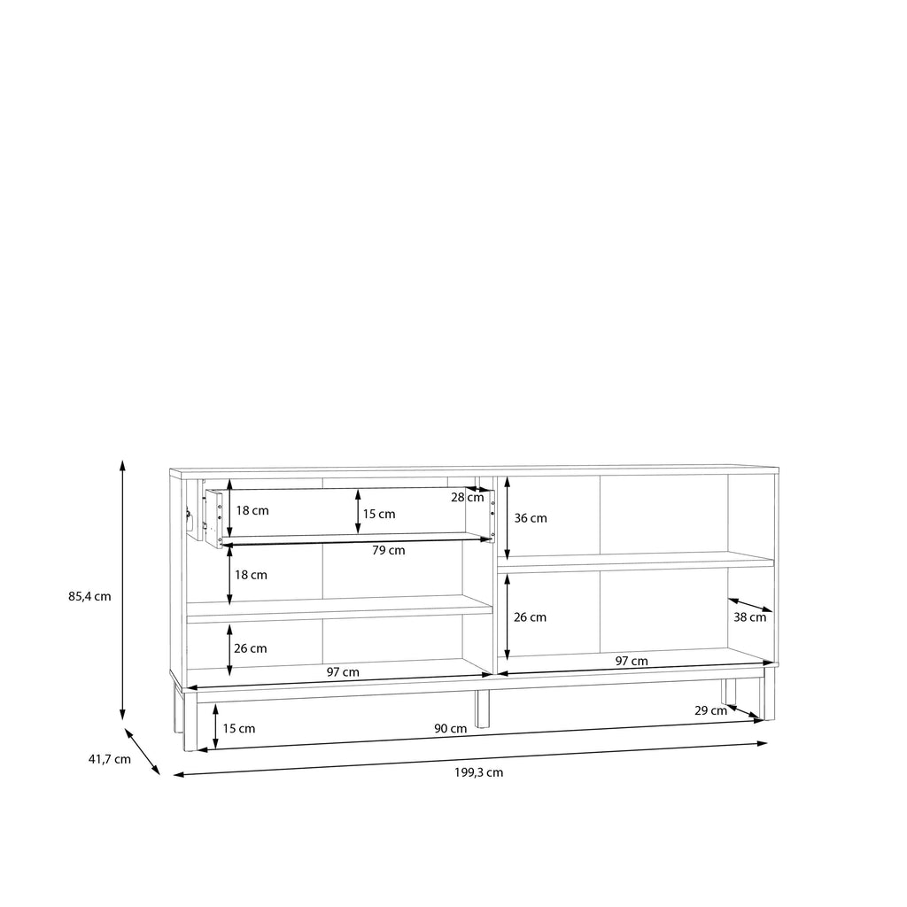 Wensley 4 Door 1 Drawer Sideboard in Light Grey and Oak - image 8